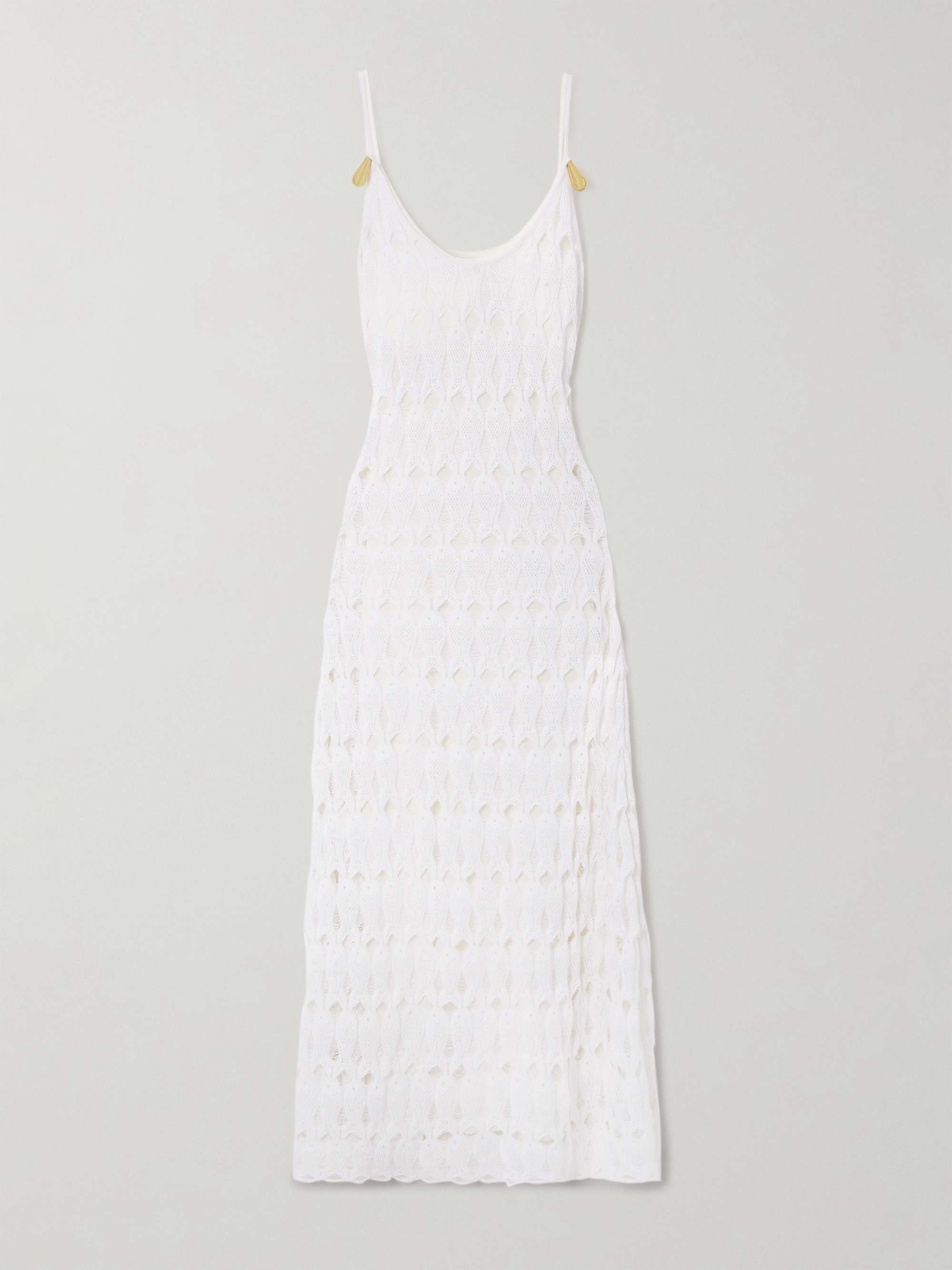 Embellished open-knit cotton and silk-blend midi dress hero visual
