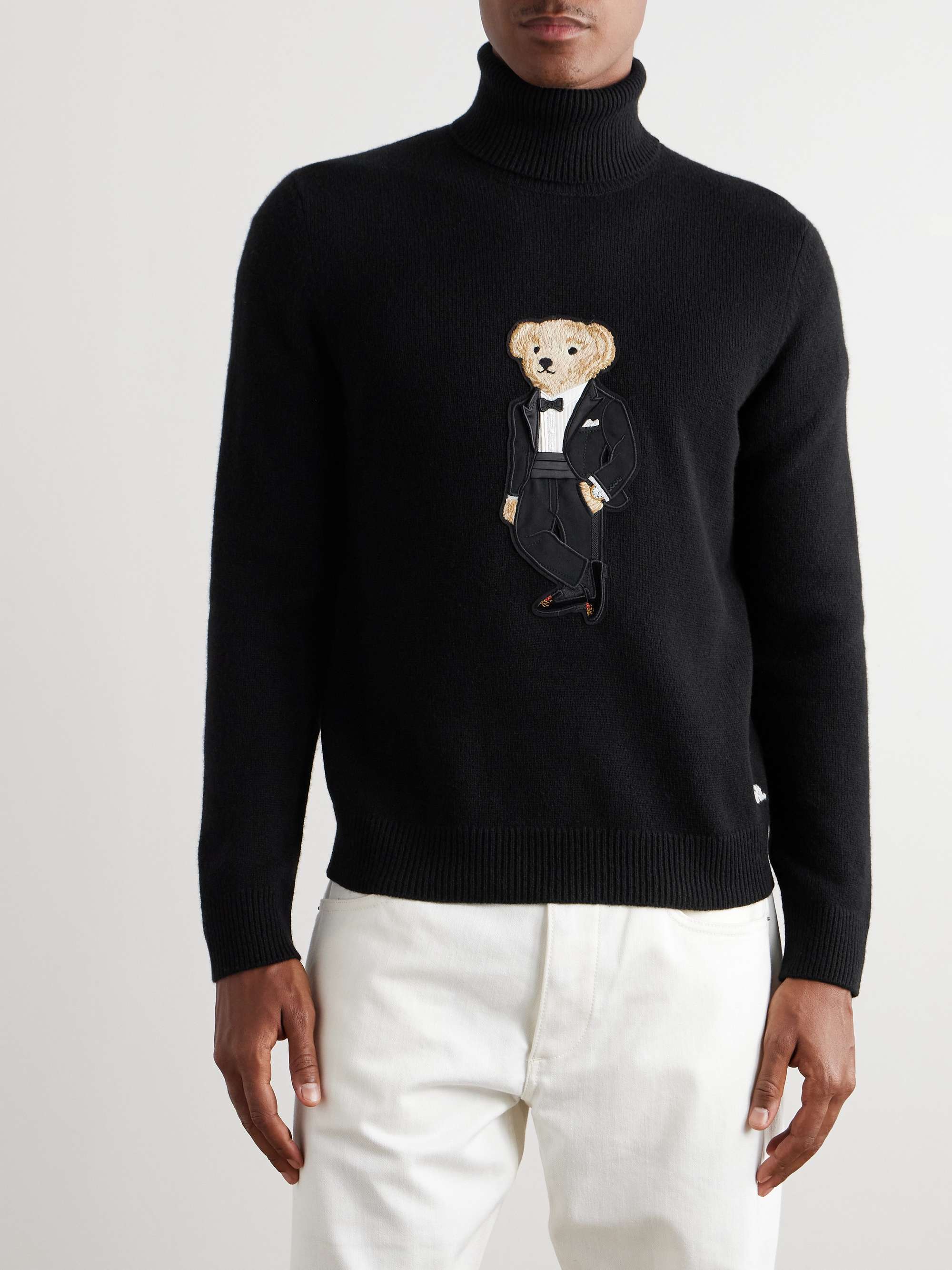 Slim-Fit Appliquéd Cashmere Rollneck Sweater view