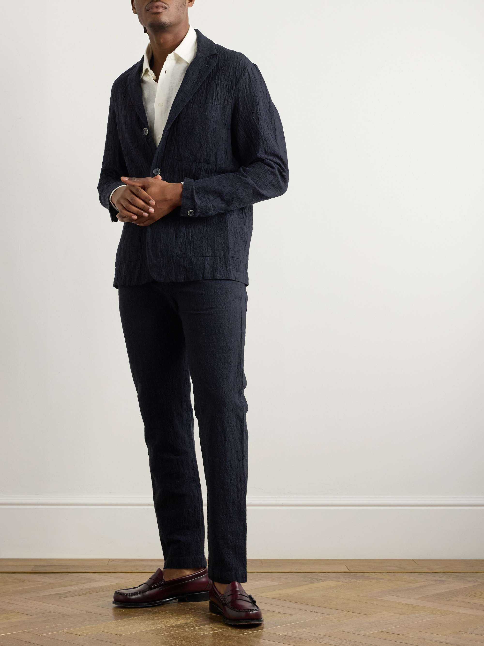 Slim-Fit Straight-Leg Cotton-Blend Suit Trousers view