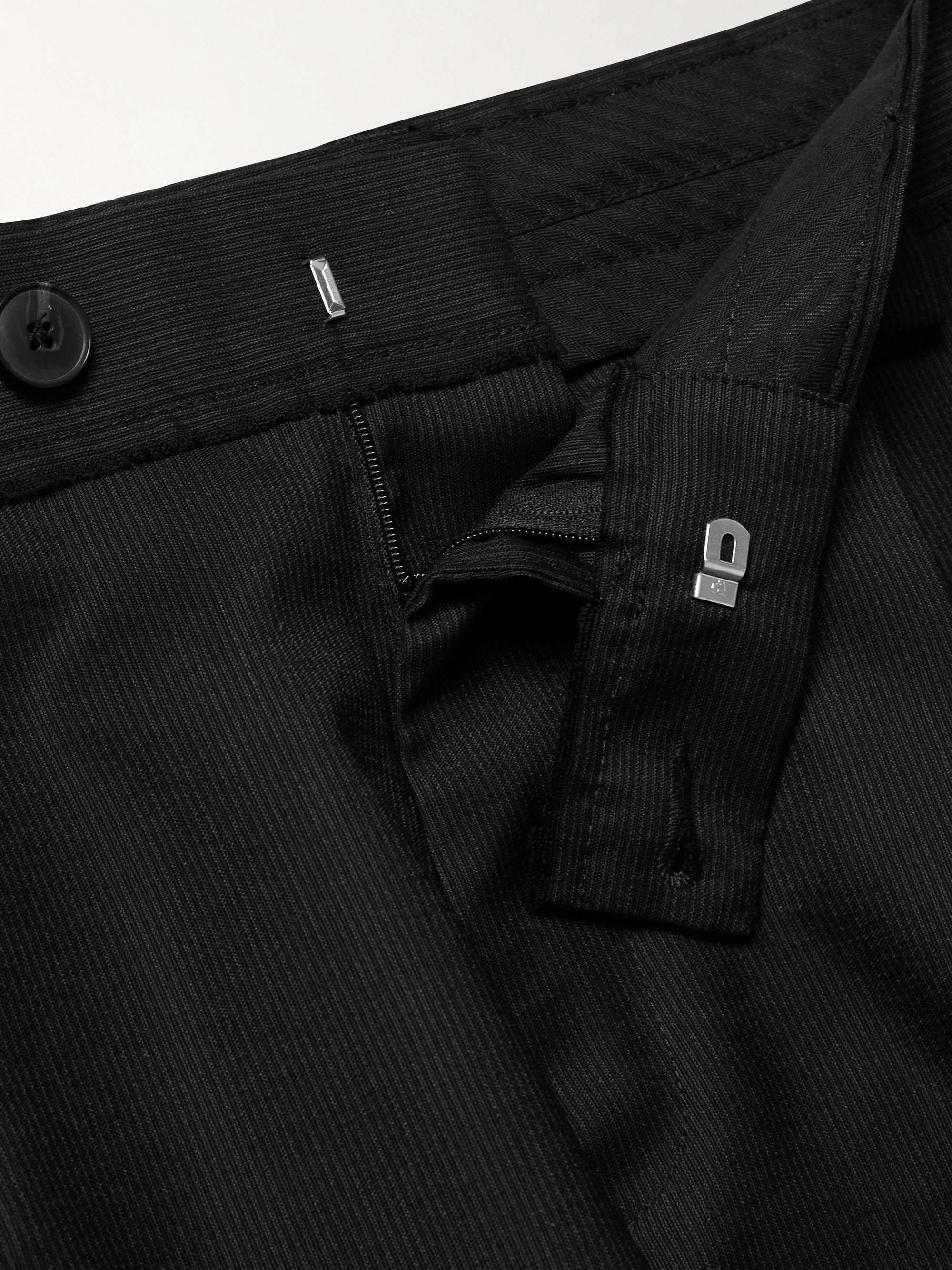Classic Straight-Leg Pleated Striped Wool Shorts view