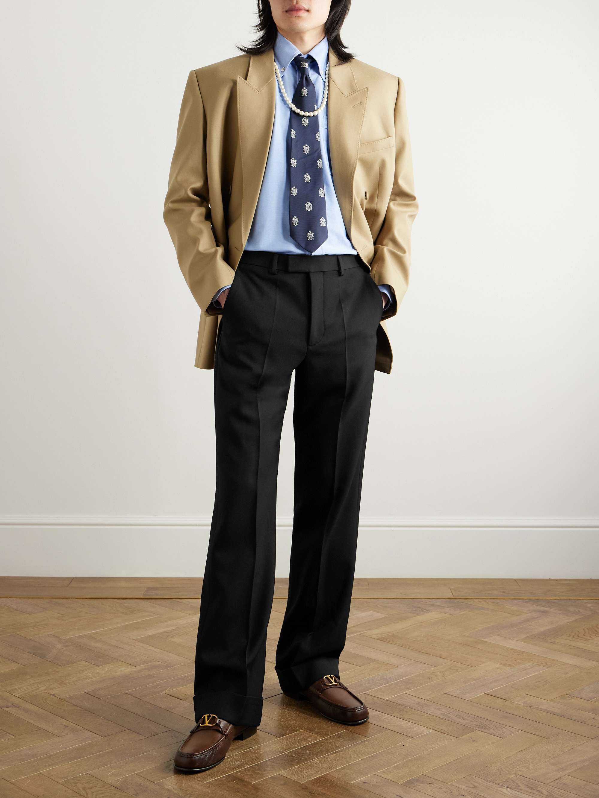 Straight-Leg Wool-Gabardine Trousers view