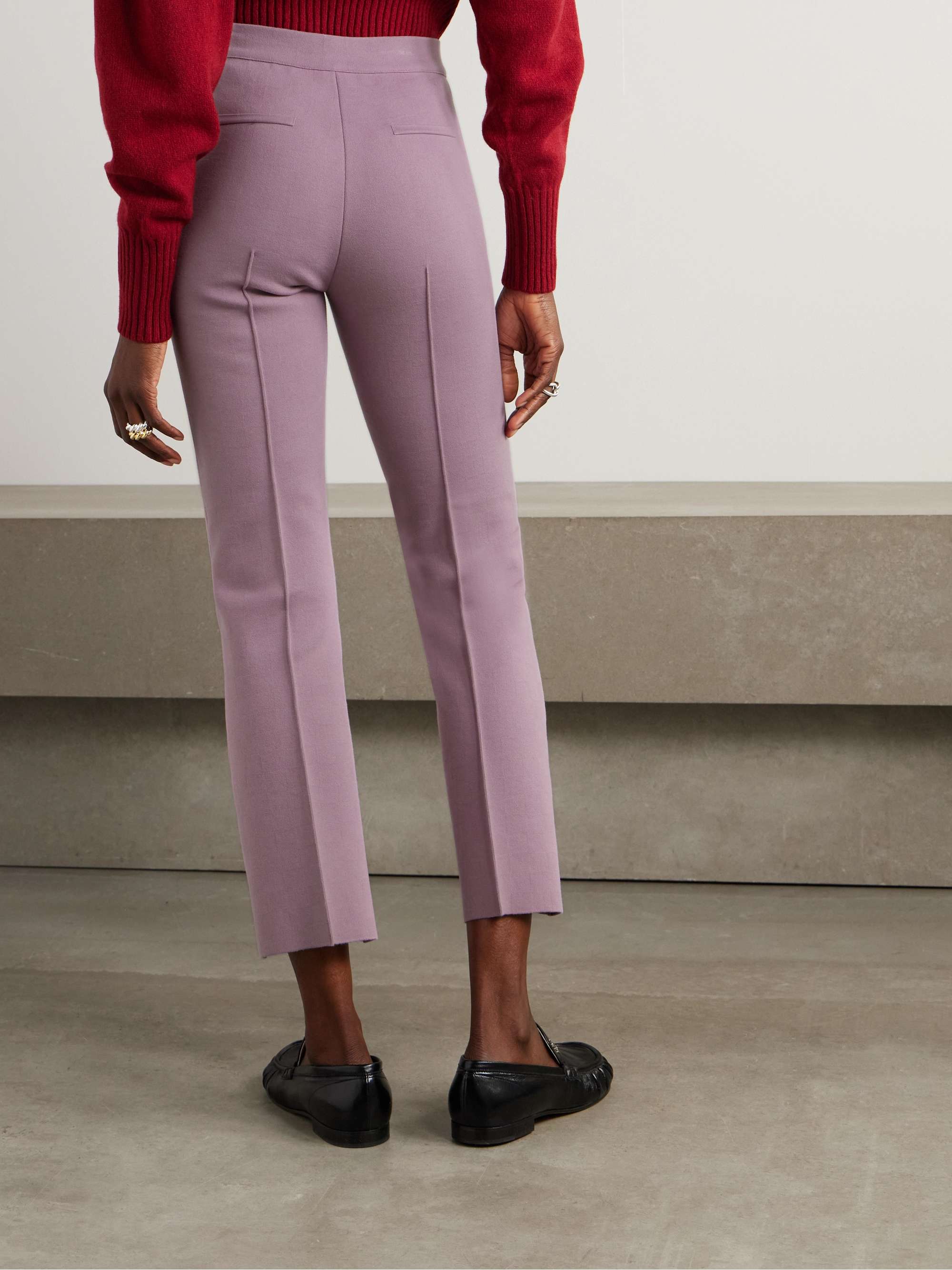 Cropped cotton-blend slim-leg pants view
