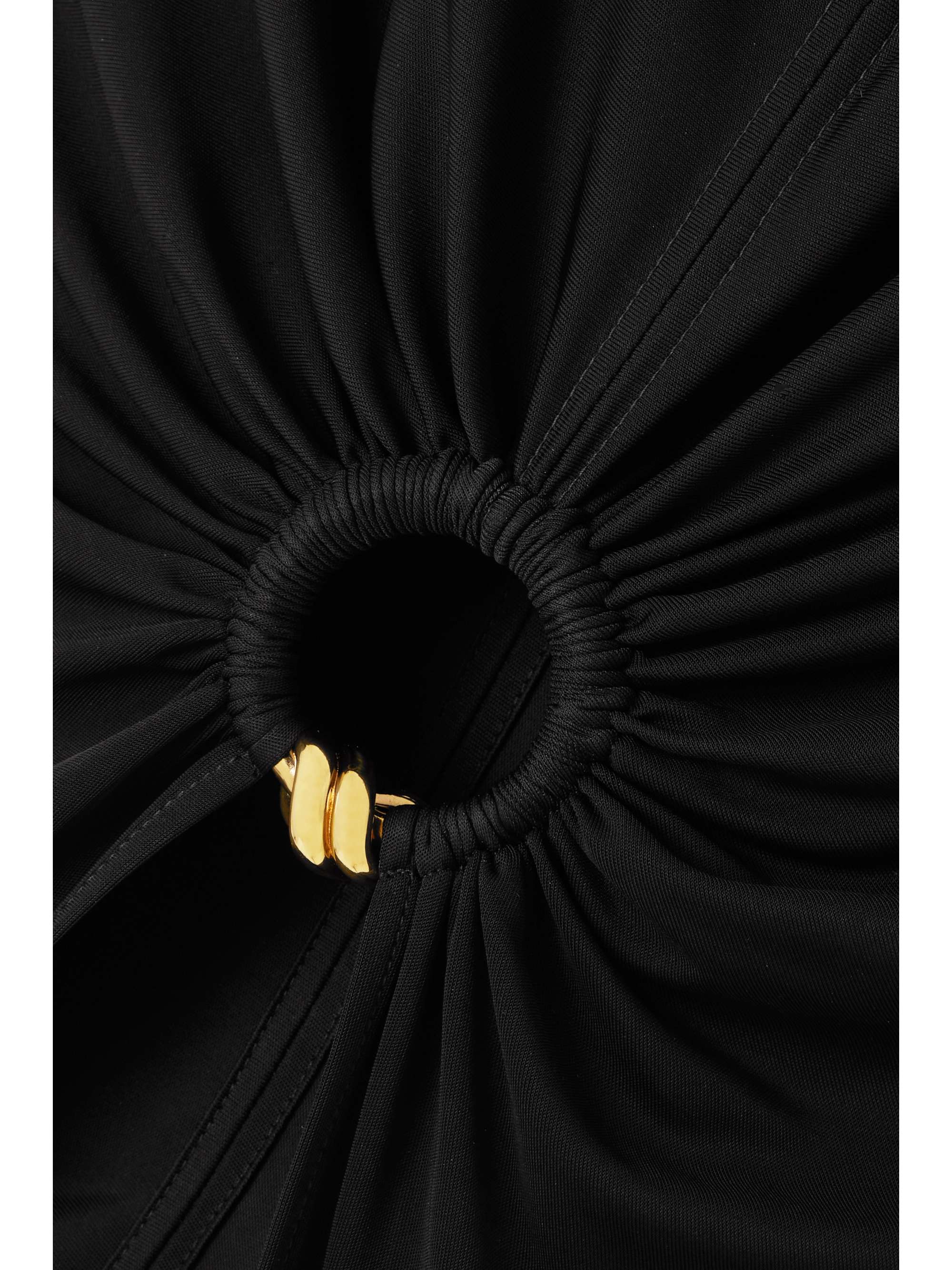 Cutout embellished gathered satin-jersey maxi dress view
