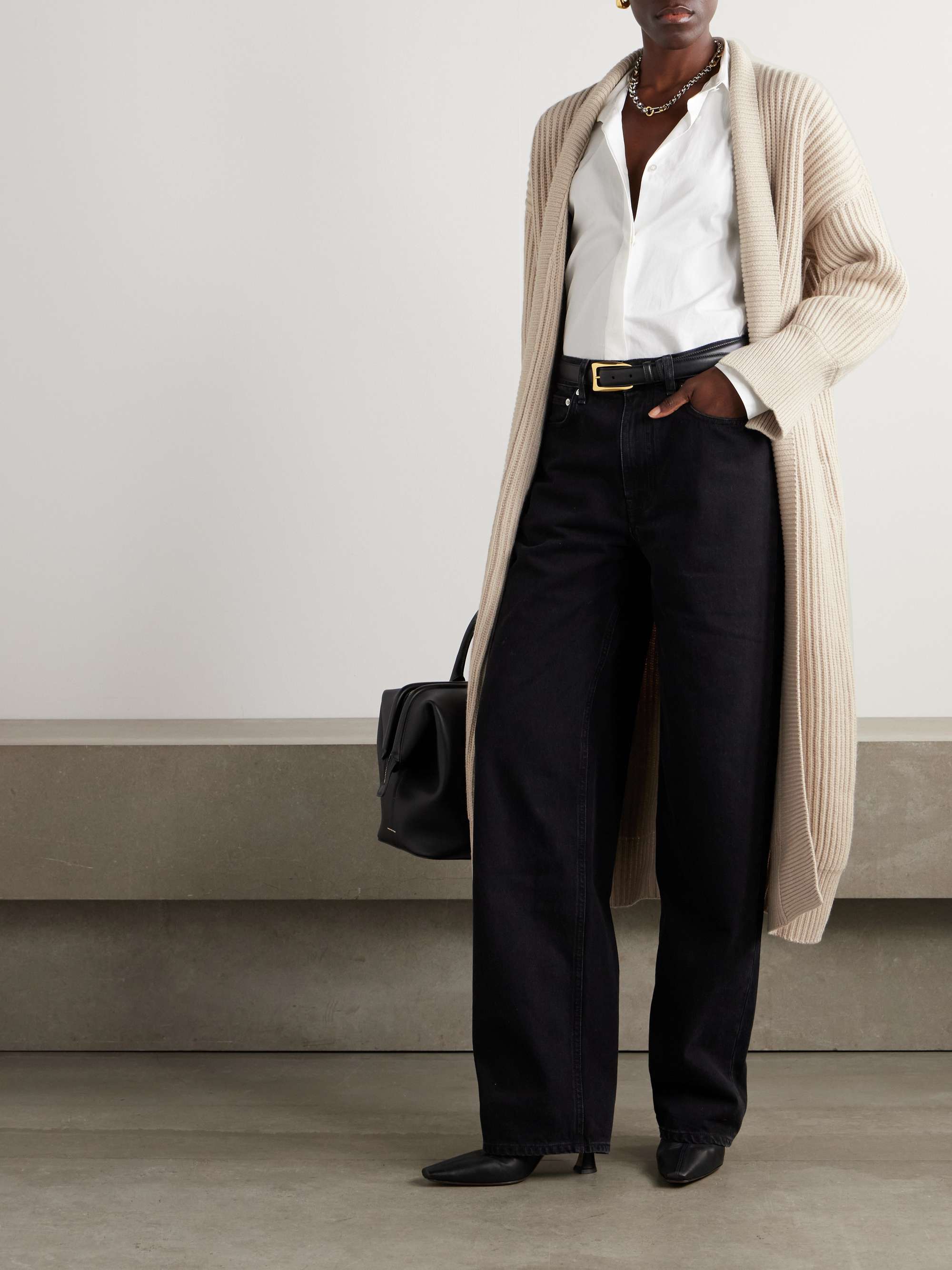 Ribbed wool, cashmere and silk-blend cardigan view