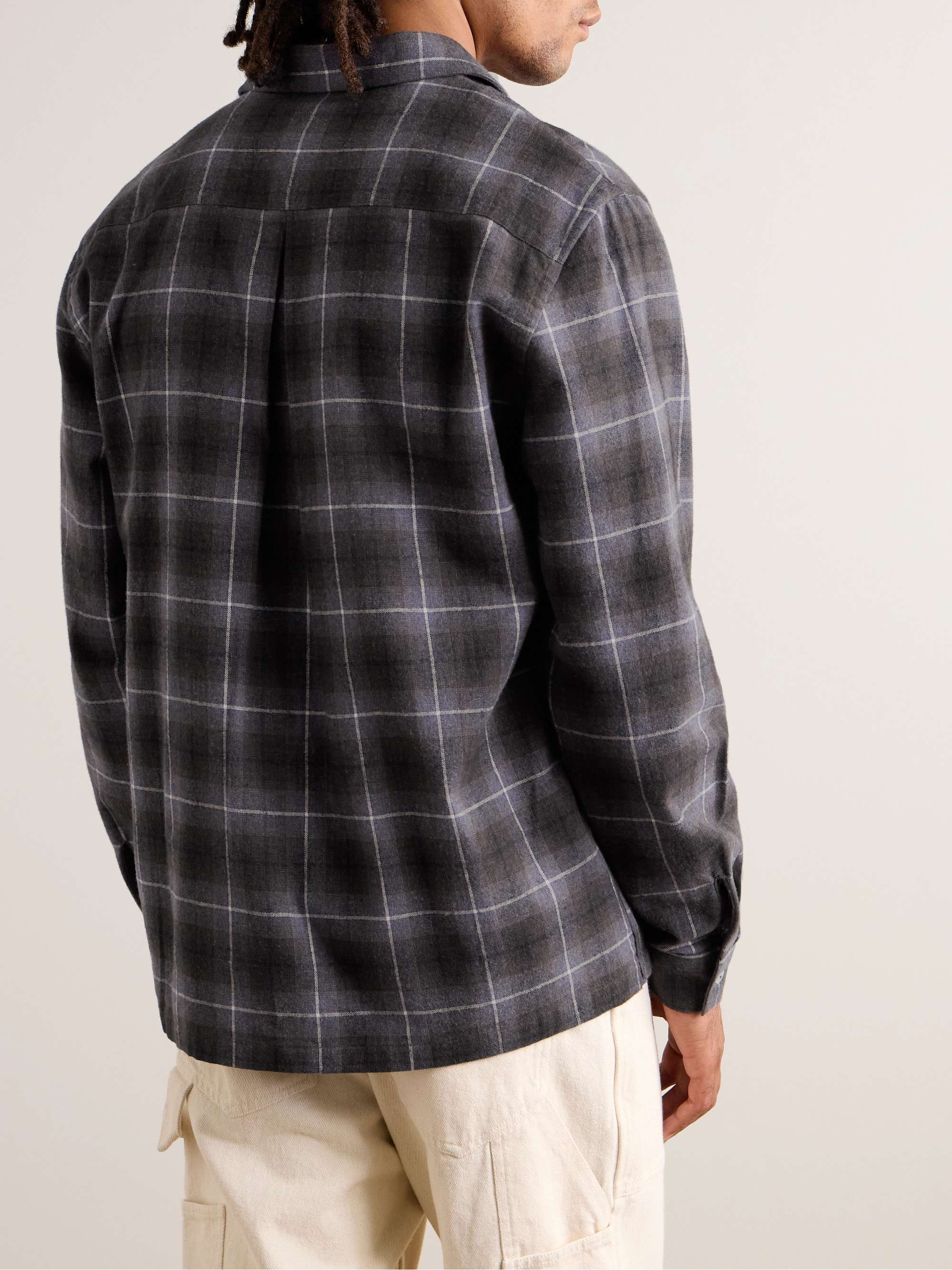 Camp-Collar Checked Cotton-Flannel Shirt view