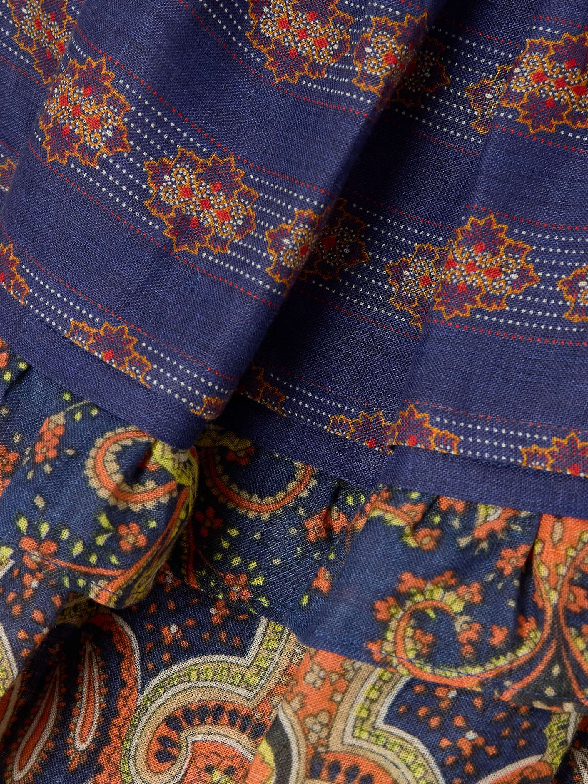 Tiered embroidered paisley-print linen mini skirt view