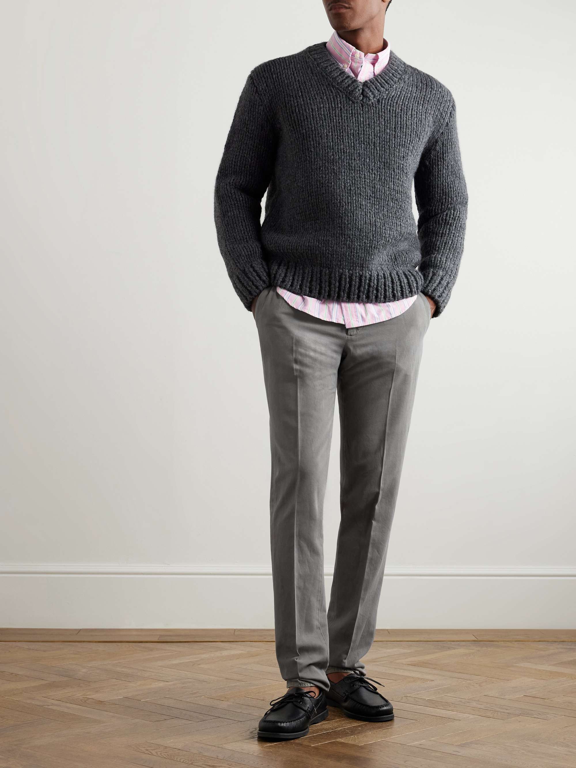 Venezia 1951 Slim-Fit Straight-Leg Cotton and Linen-Blend Trousers view