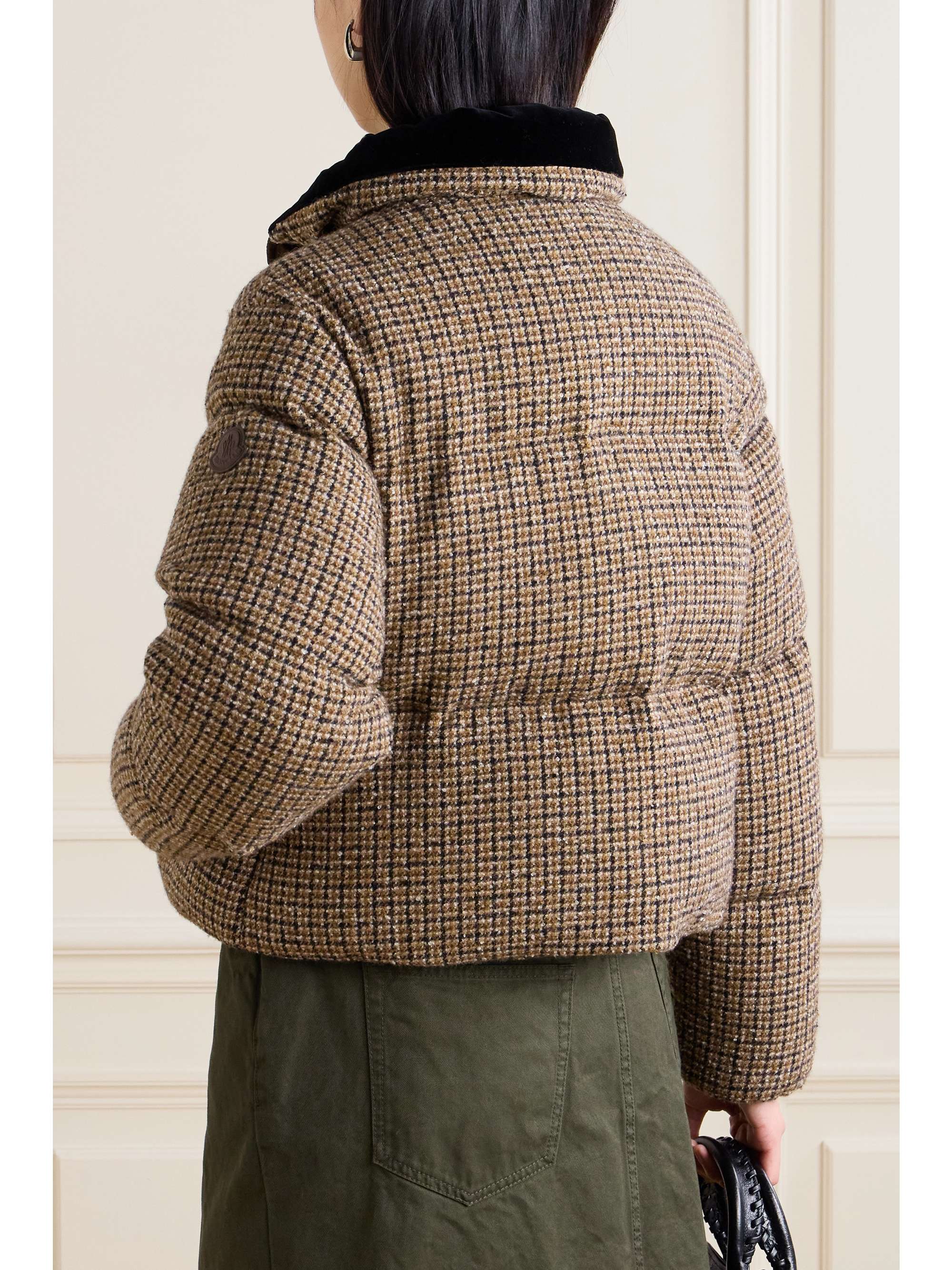 Seboune appliquéd checked wool-blend tweed down jacket view