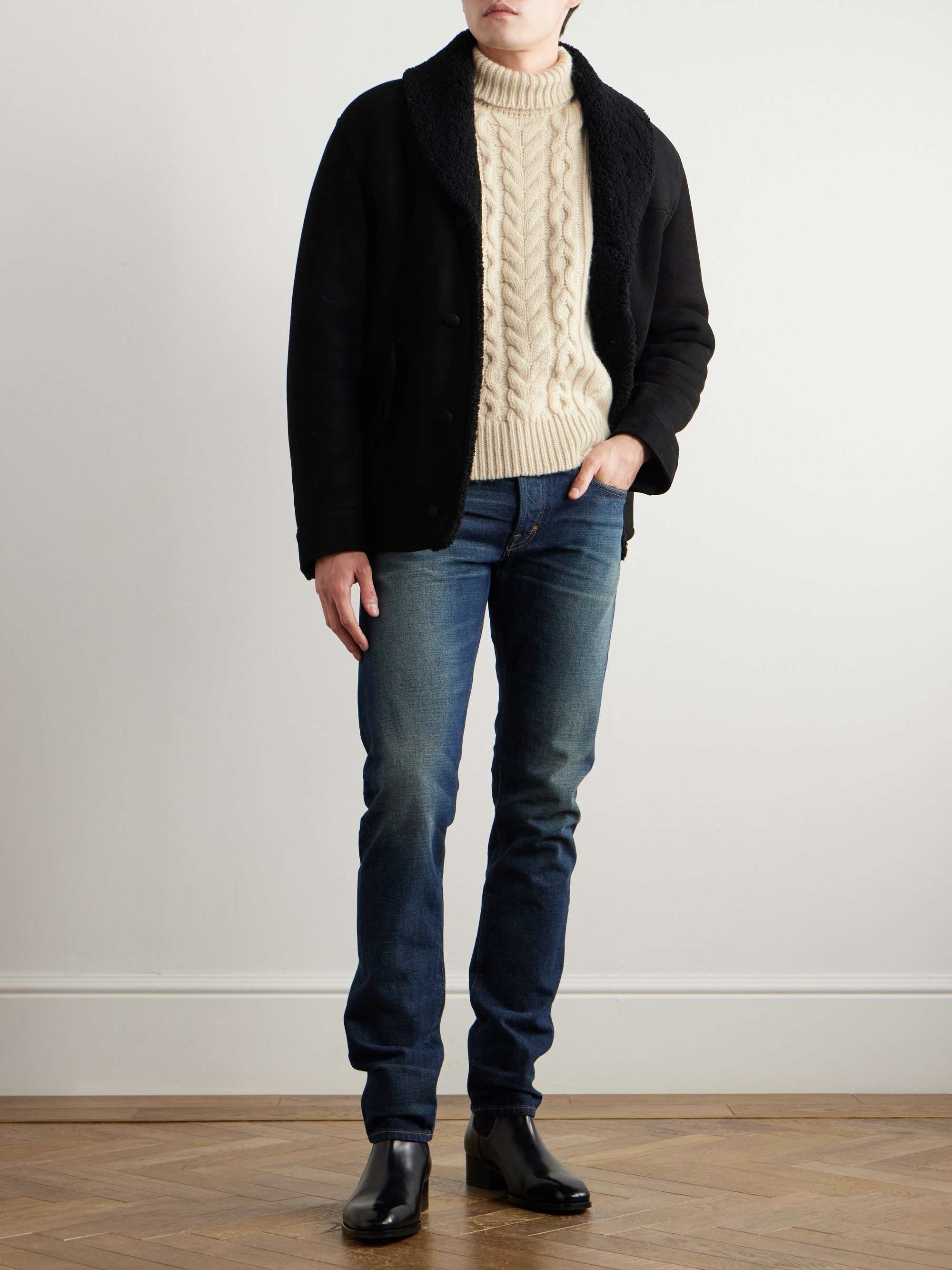 Cable-Knit Wool, Cashmere and Mohair-Blend Rollneck Sweater view
