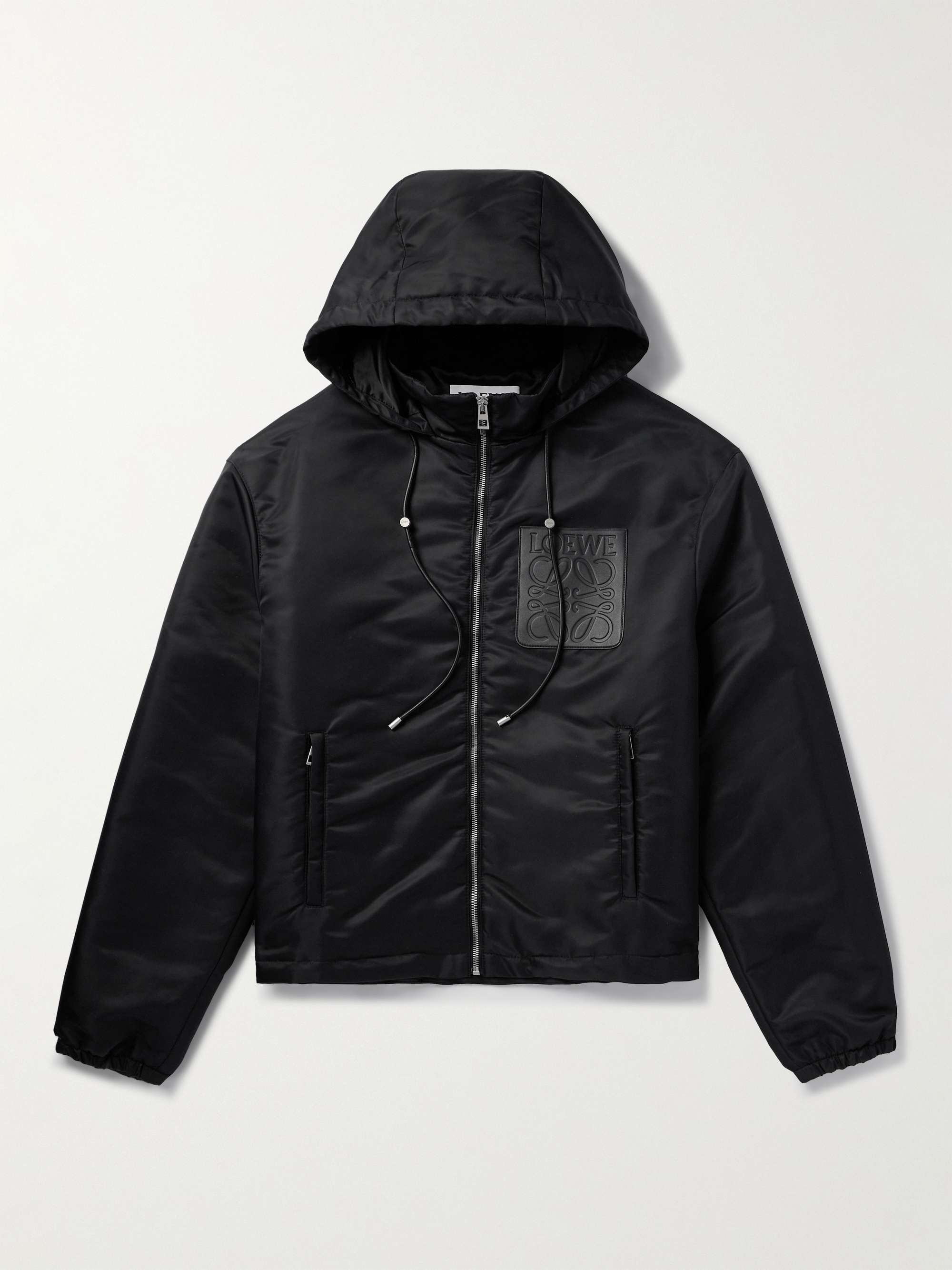 Leather-Trimmed Shell Hooded Jacket hero visual