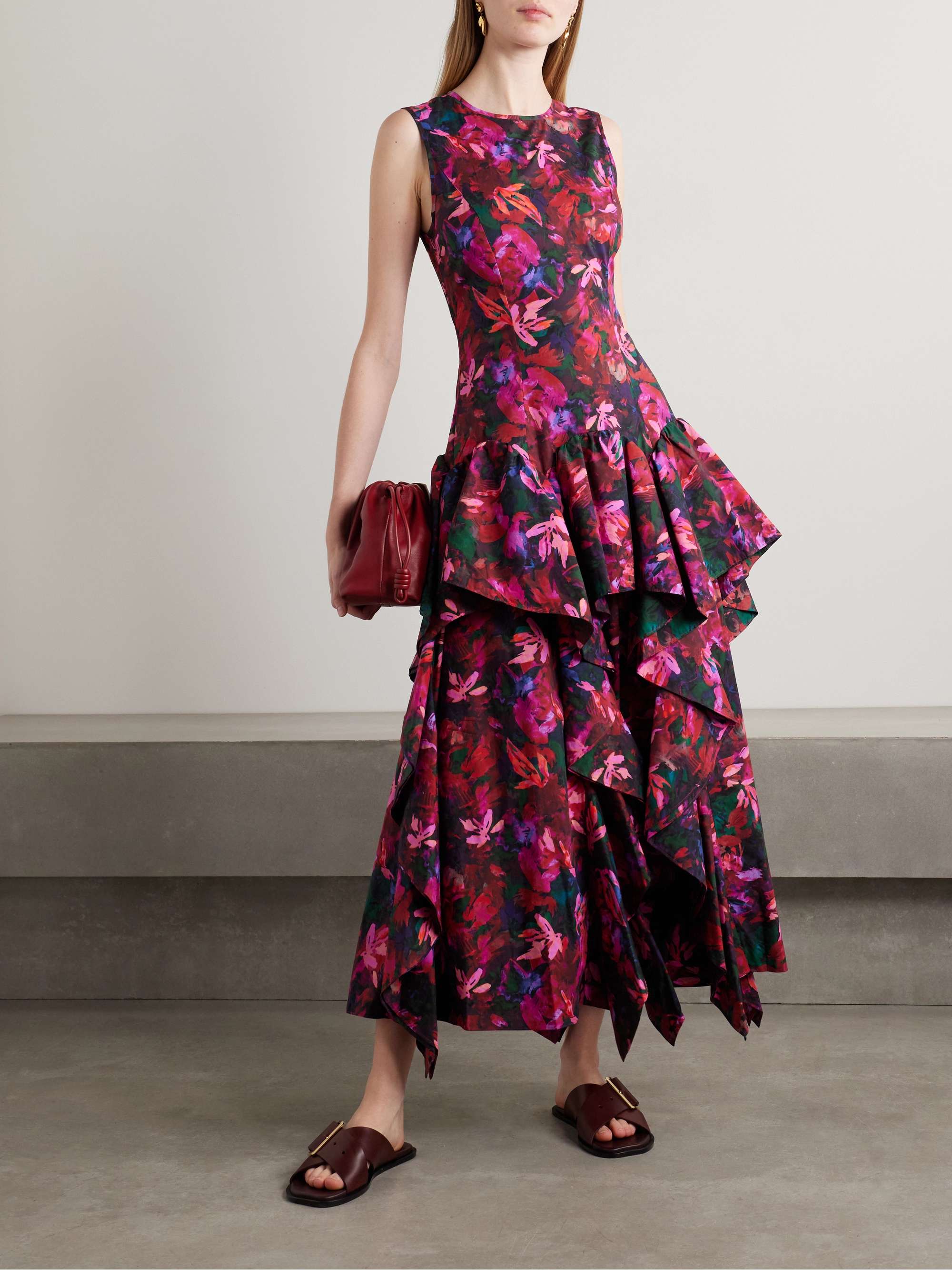Mural ruffled floral-print cotton-poplin maxi dress view