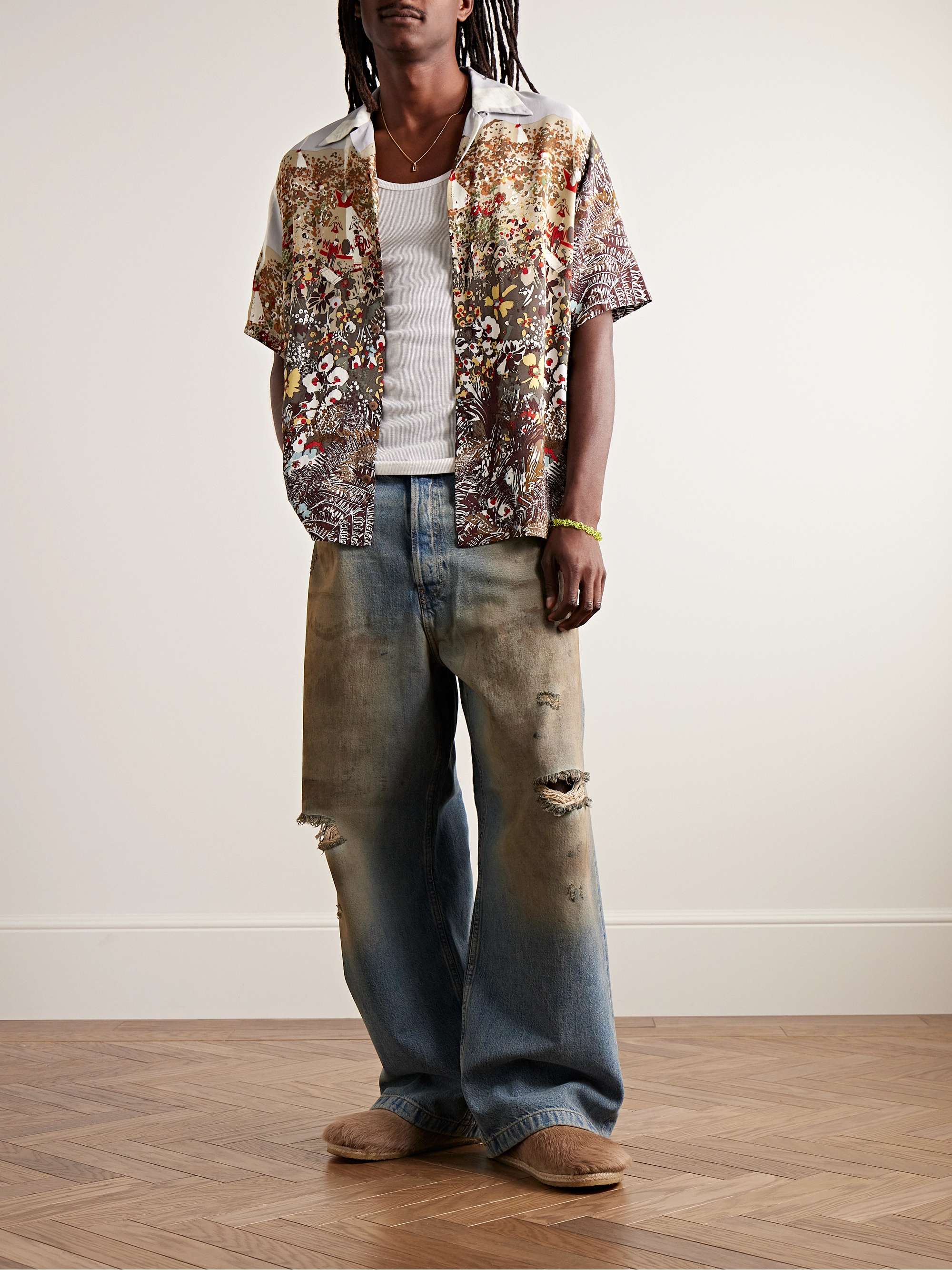 Aloha Convertible-Collar Printed Crepe Shirt view