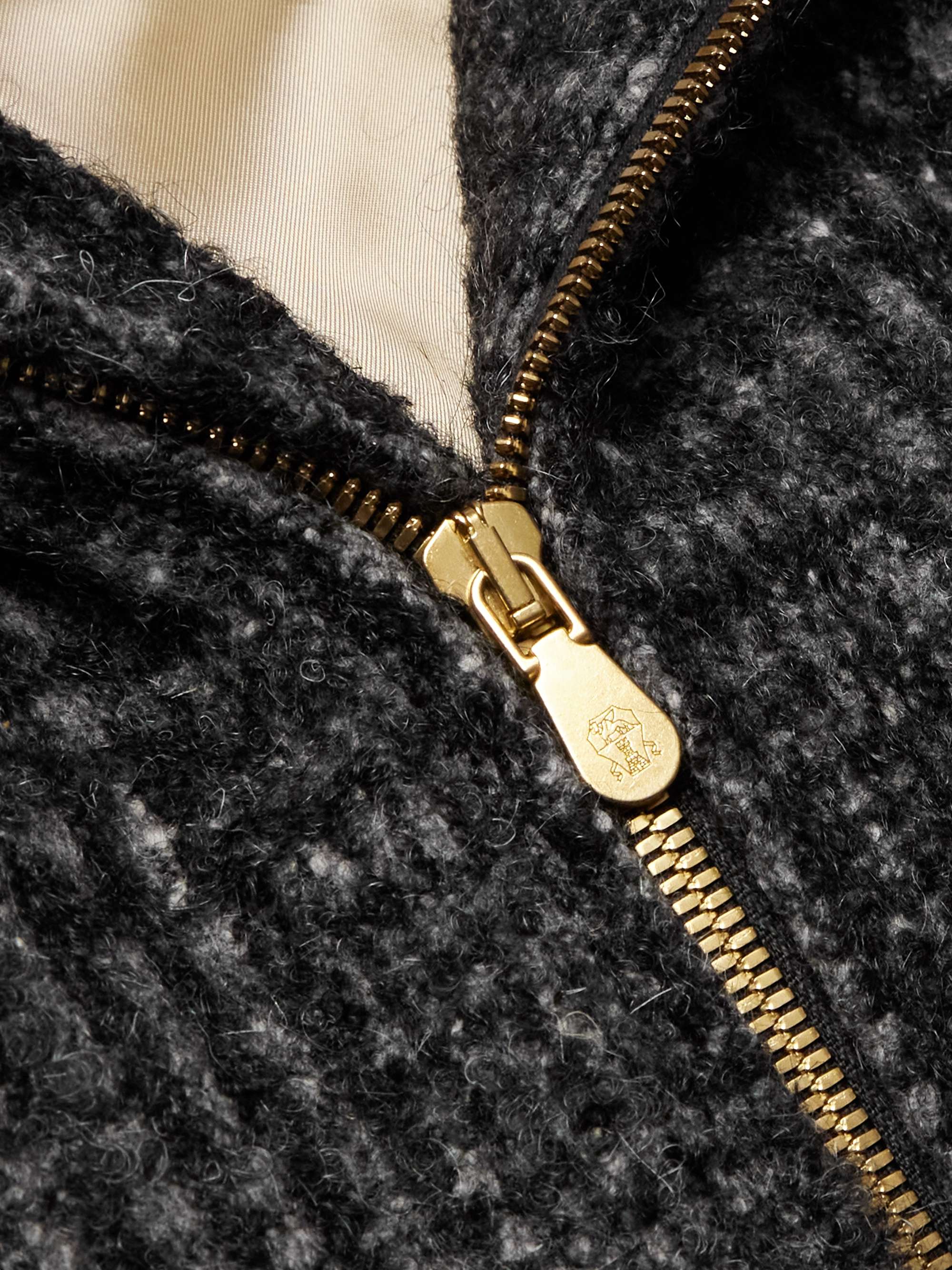 Prince of Wales Checked Virgin Wool-Blend Bomber Jacket view