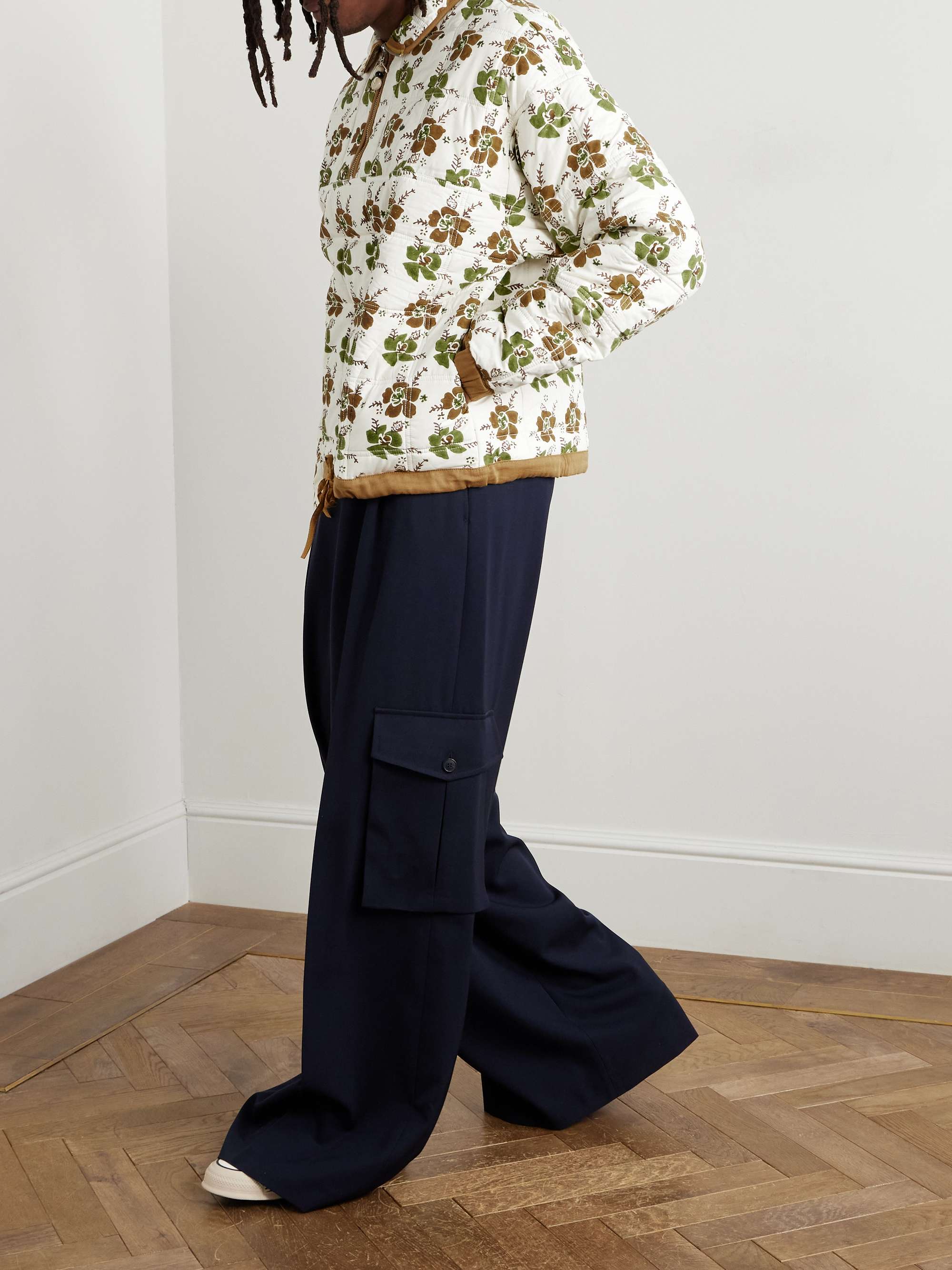 Mineral Floral-Print Quilted Organic Cotton-Poplin Half-Zip Sweatshirt view