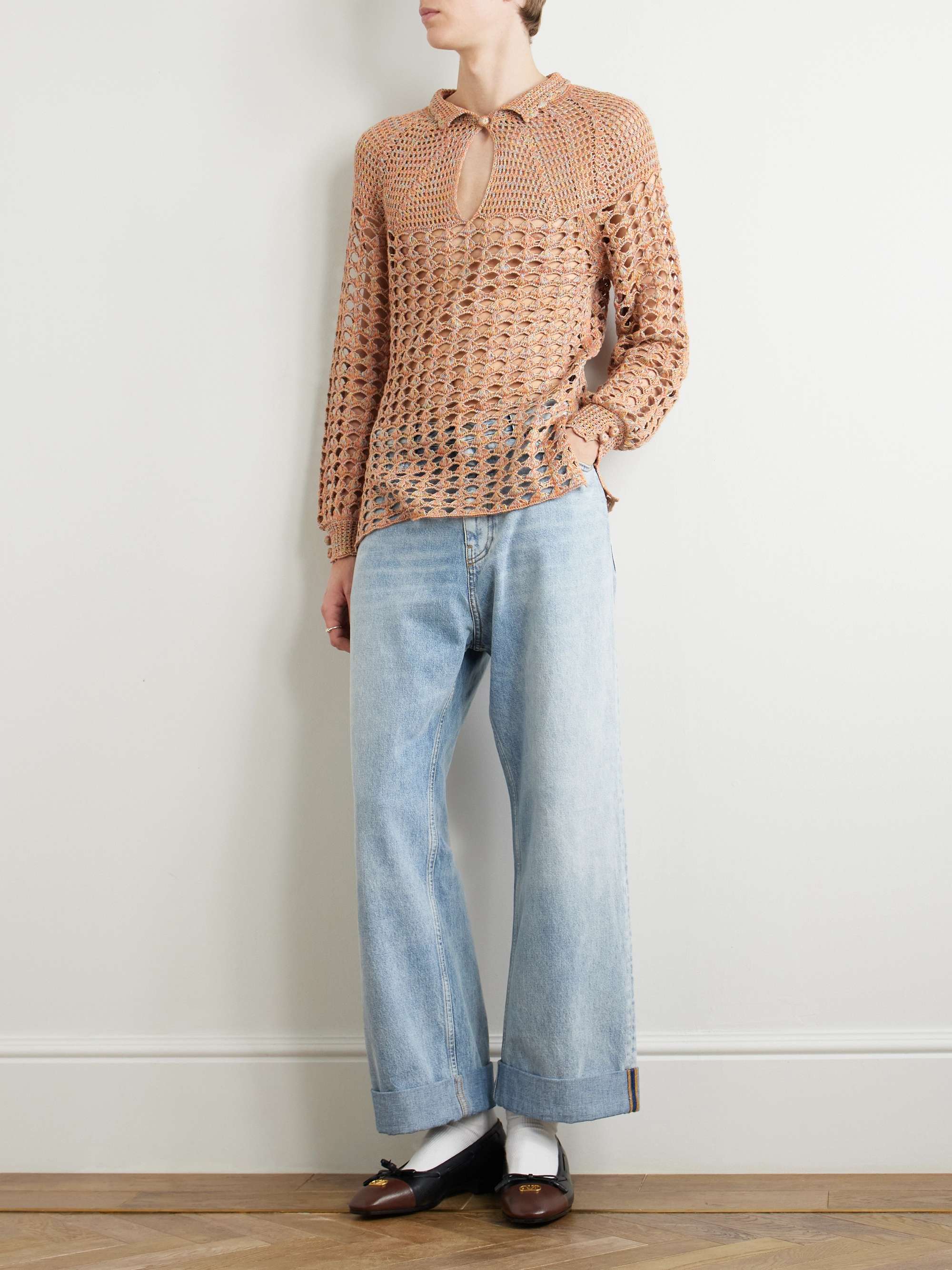 Open-Knit Linen and Cotton-Blend Sweater view