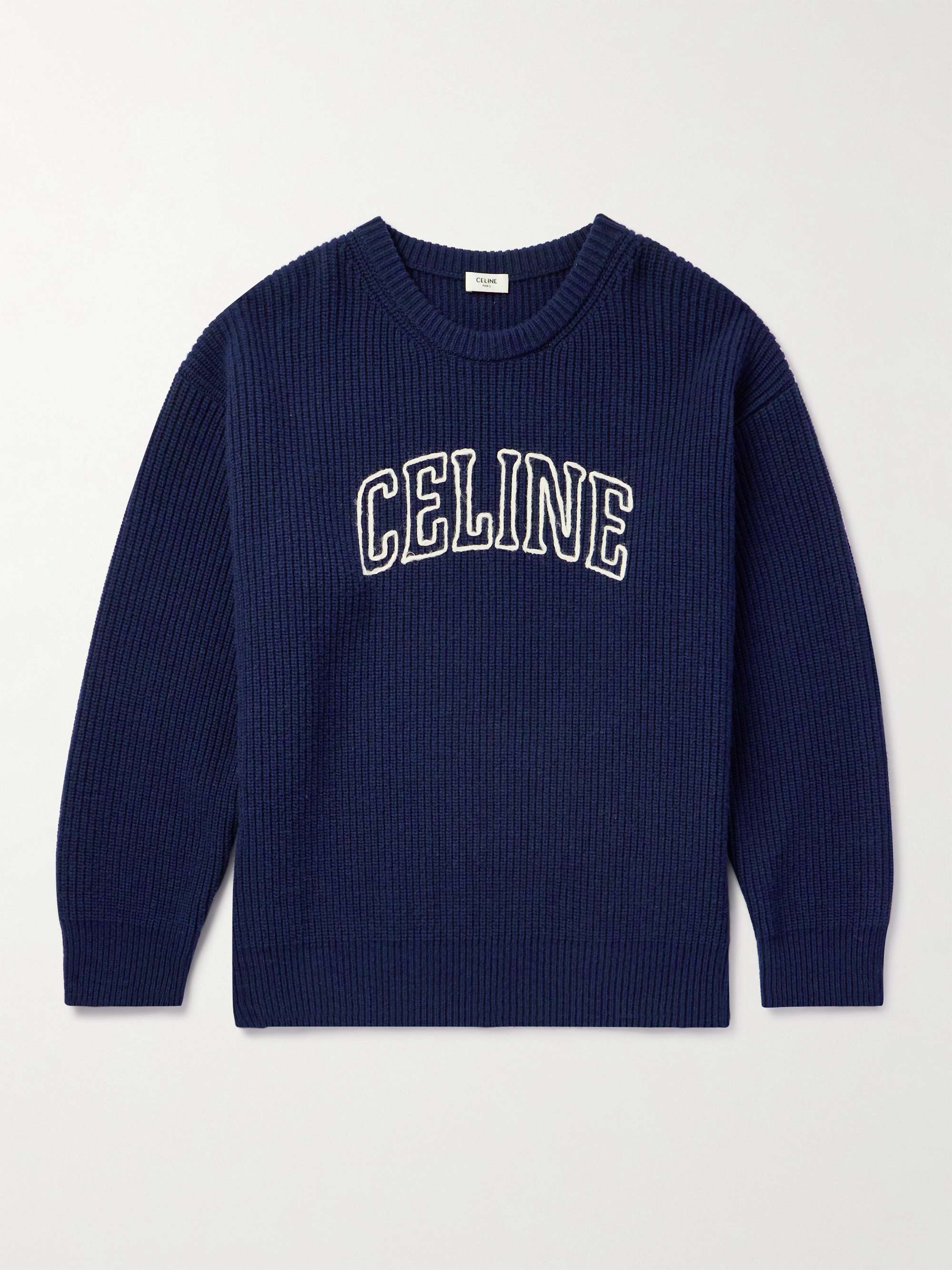 Logo-Embroidered Ribbed Wool Sweater hero visual