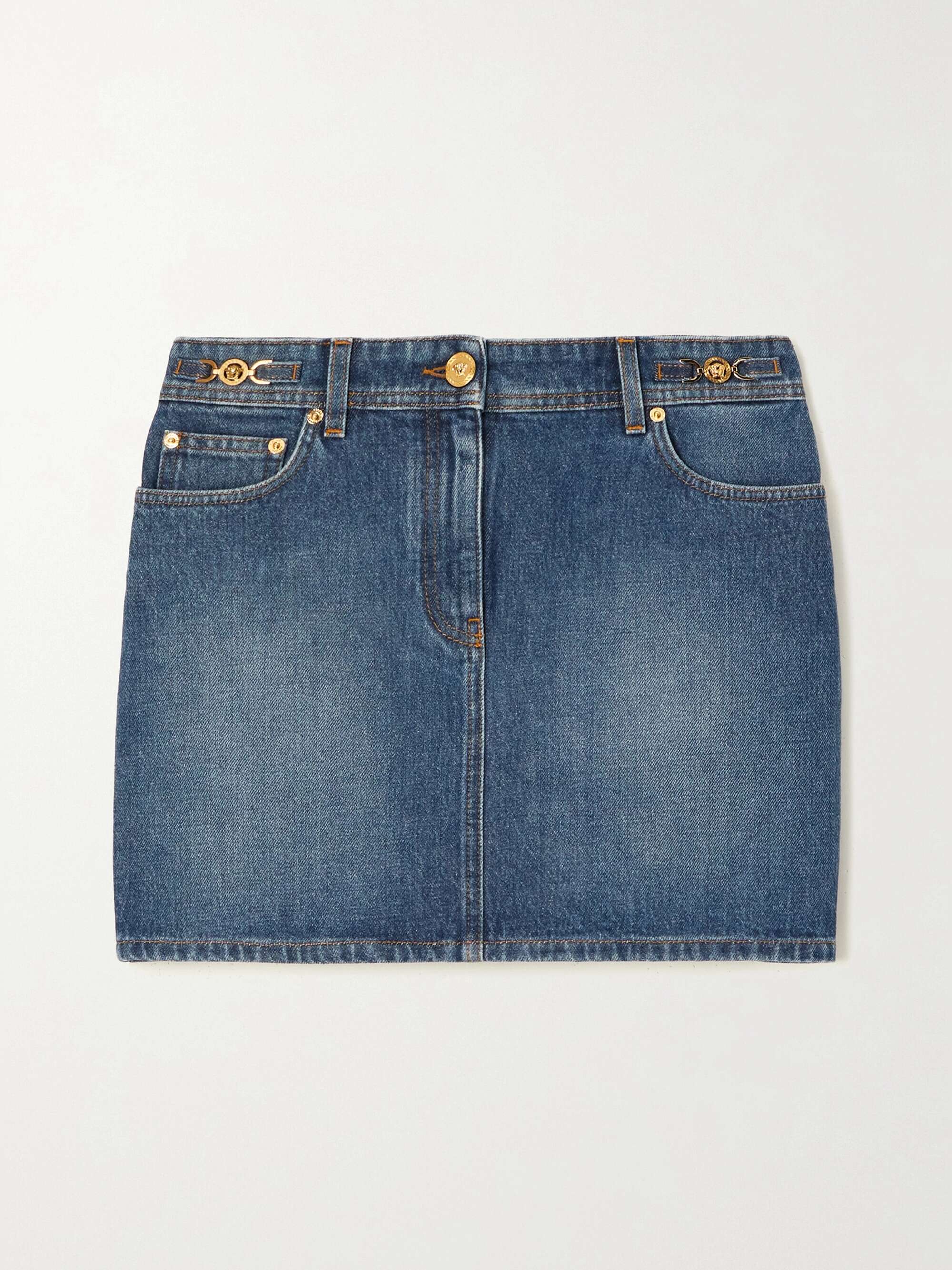 Icons embellished denim mini skirt hero visual