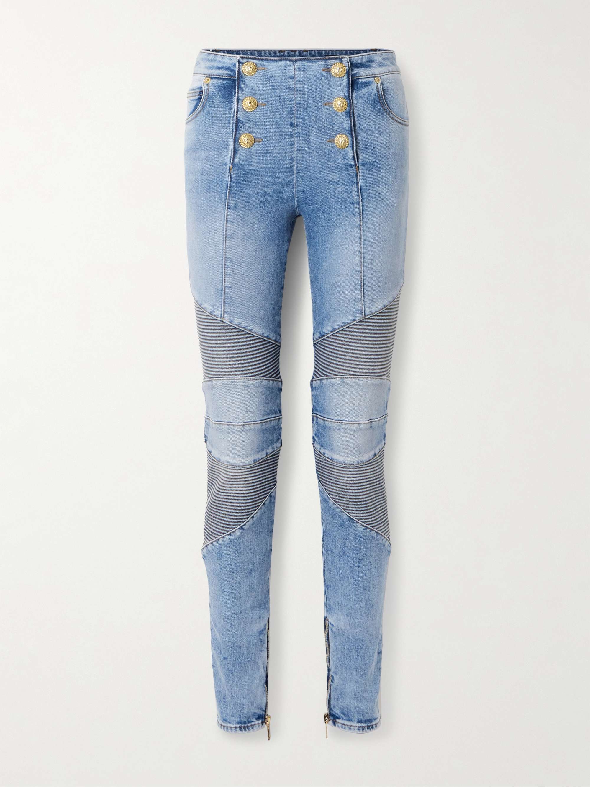 Embellished paneled high-rise skinny jeans hero visual