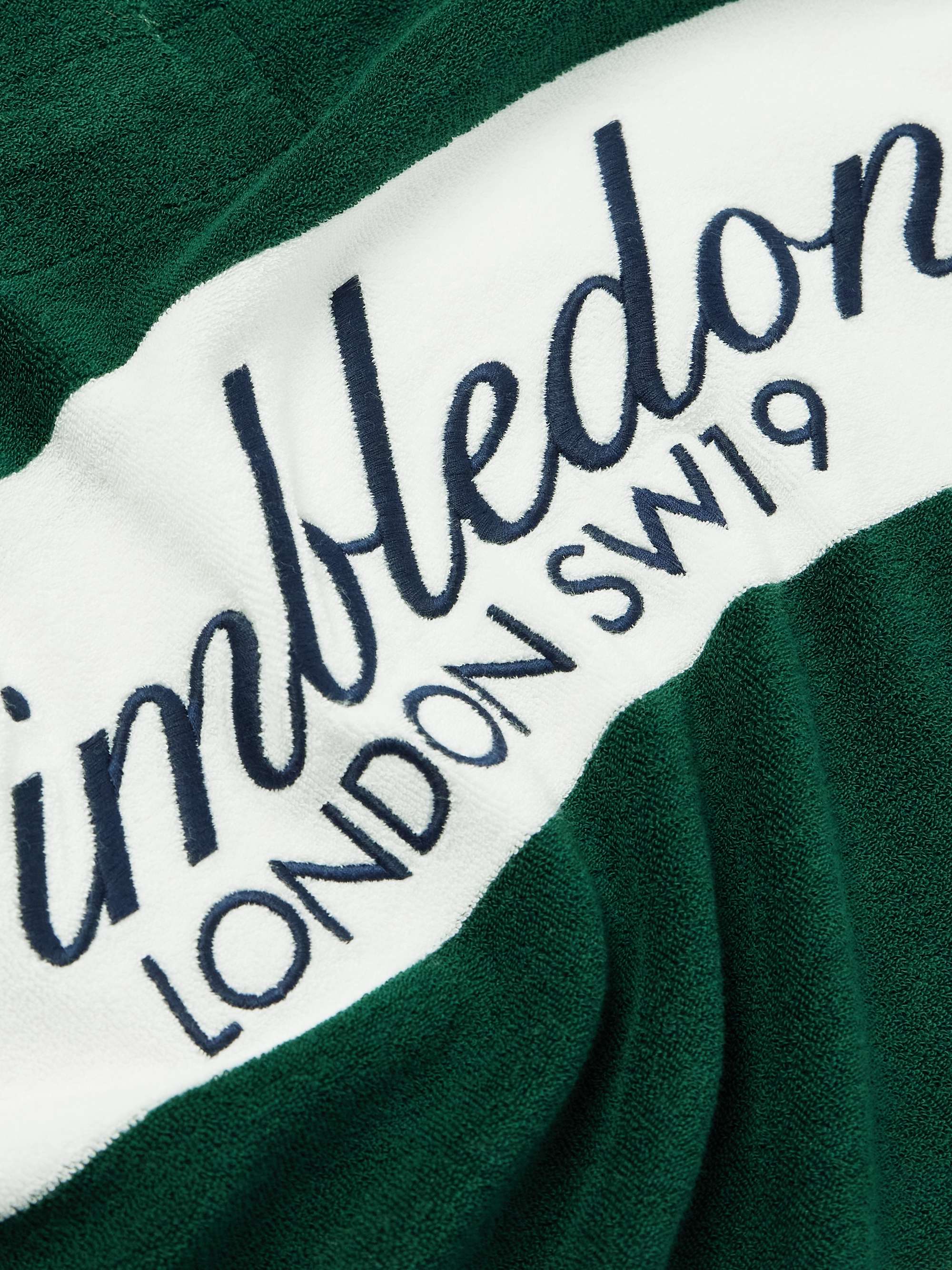 + Wimbledon Logo-Embroidered Striped Cotton-Blend Terry Polo Shirt view