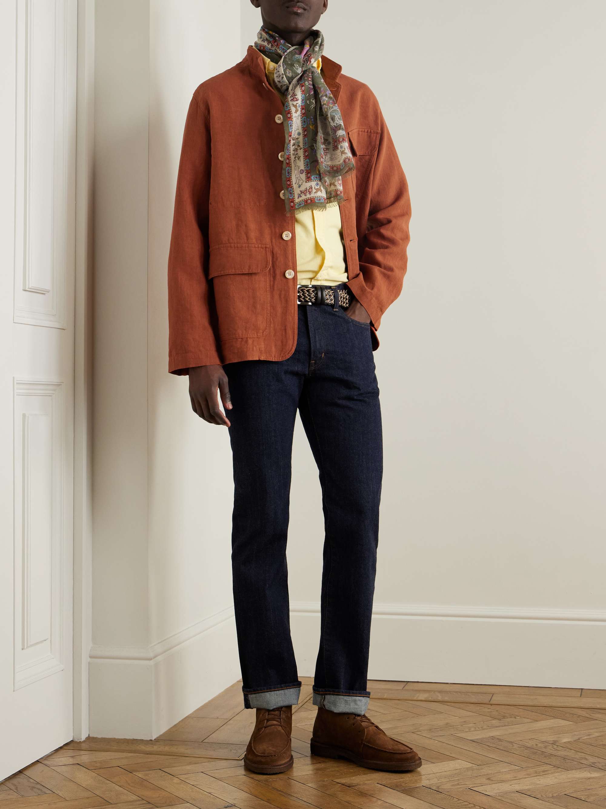 Nehru-Collar Linen Chore Jacket view