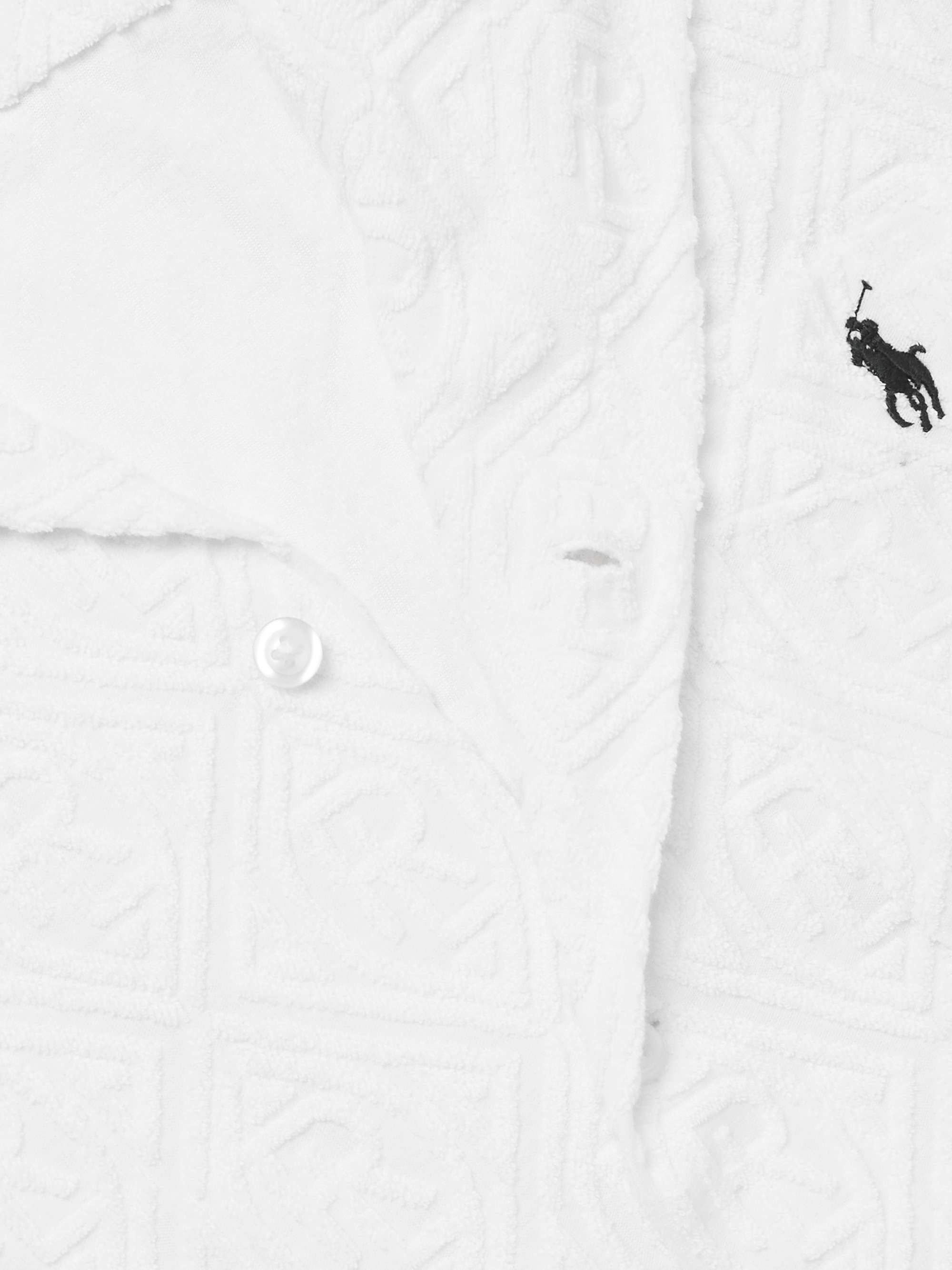 + Wimbledon Camp-Collar Logo-Embroidered Cotton-Blend Terry Jacquard Shirt view