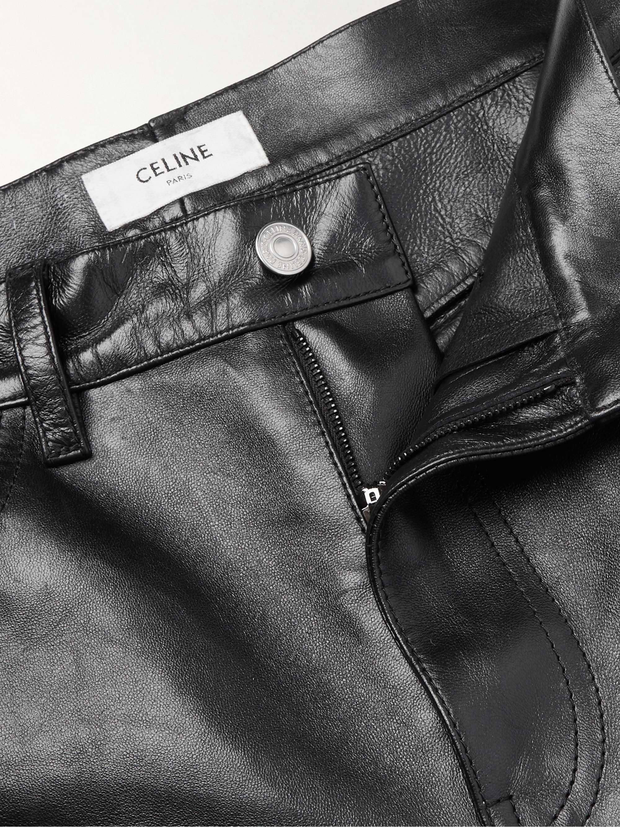 Panelled Full-Grain Leather Trousers view
