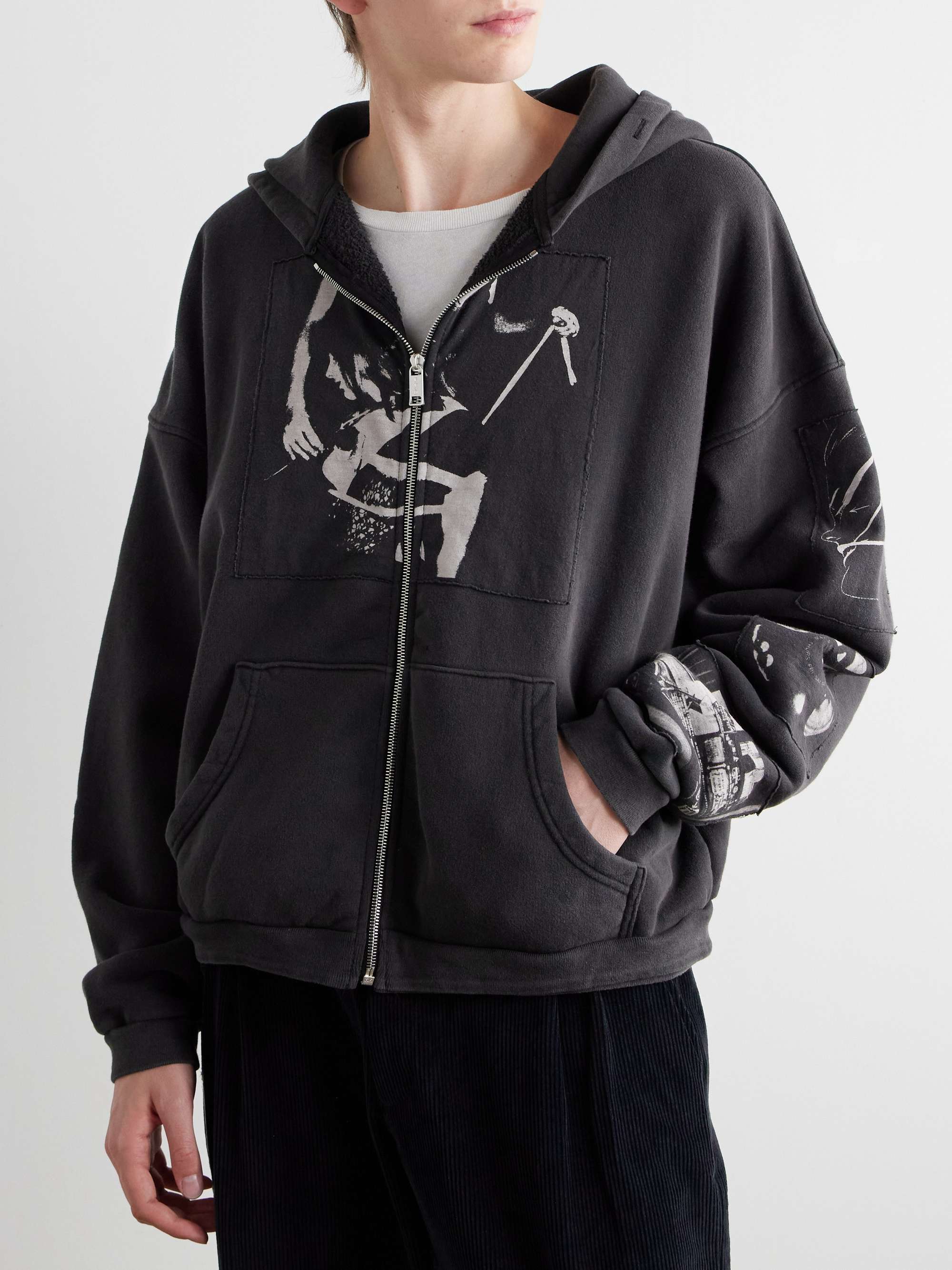 Oversized Printed Cotton-Jersey Zip-Up Hoodie view