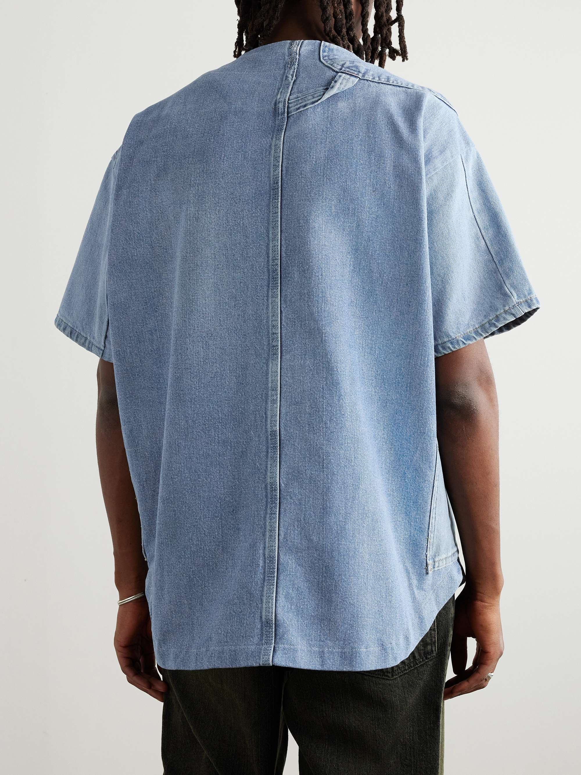 Frayed Appliquéd Embroidered Distressed Denim Shirt view