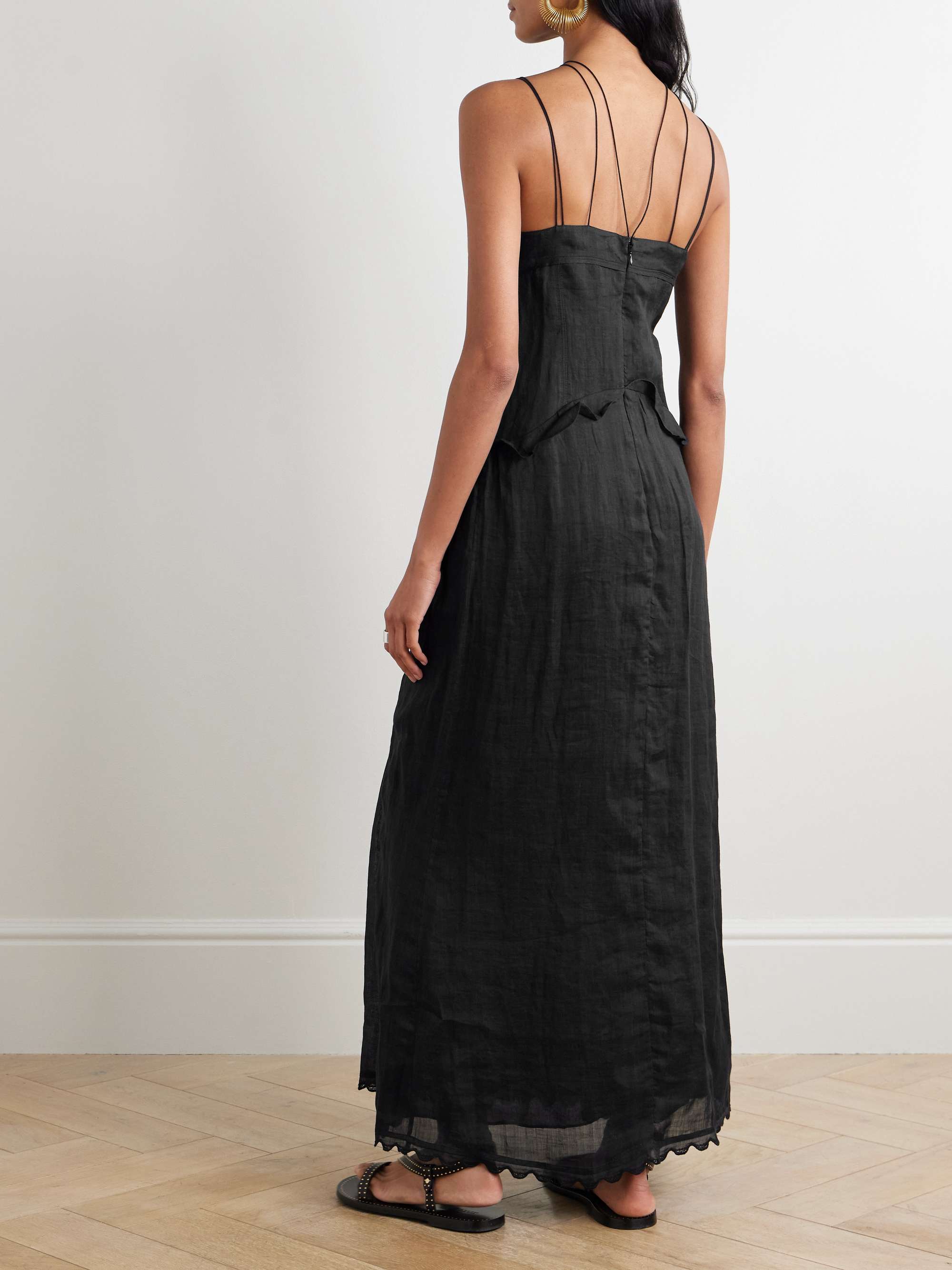 Lindy lace-trimmed embroidered ramie maxi dress view