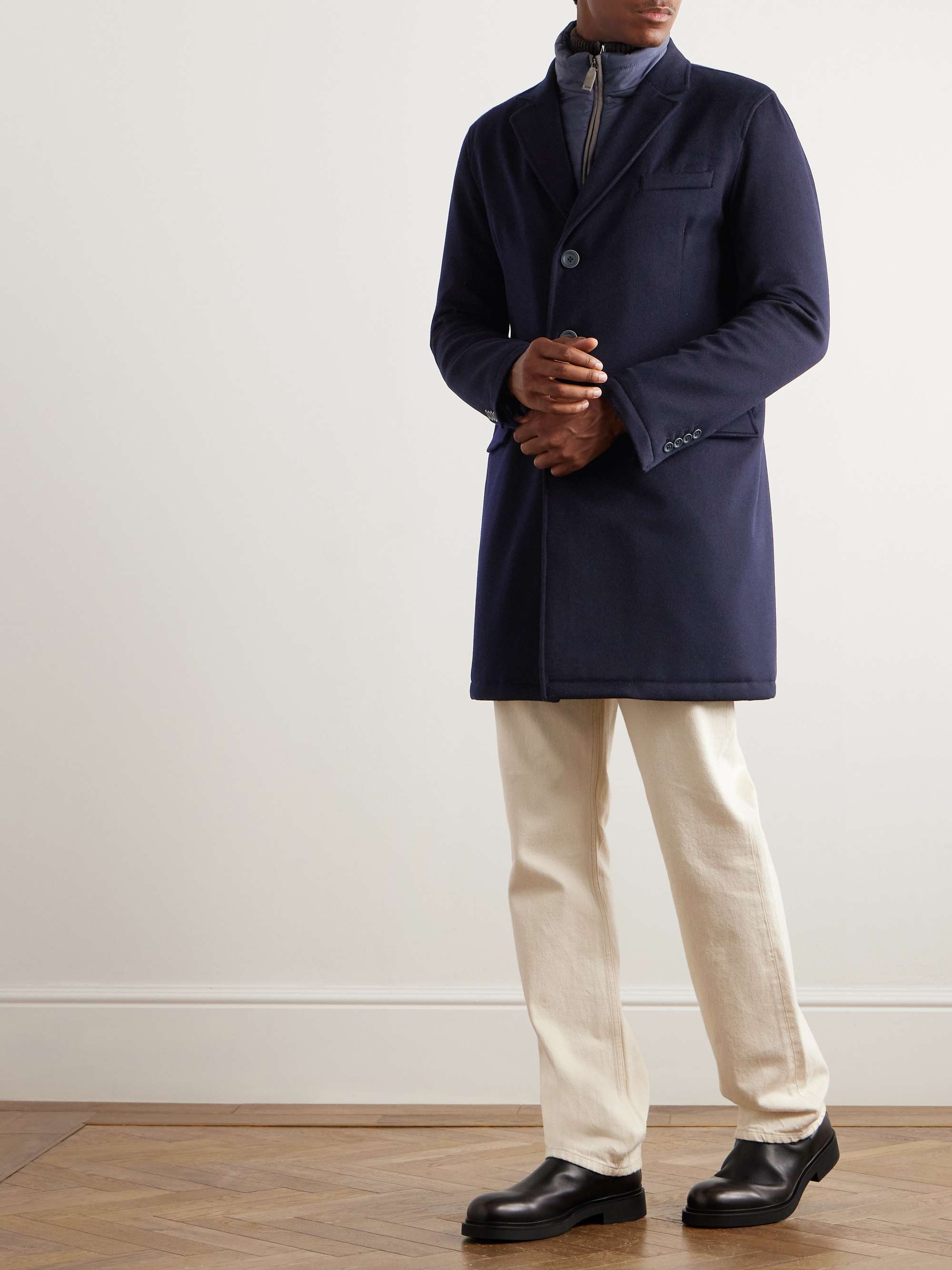 Shell-Trimmed Wool Coat with Detachable Gilet view