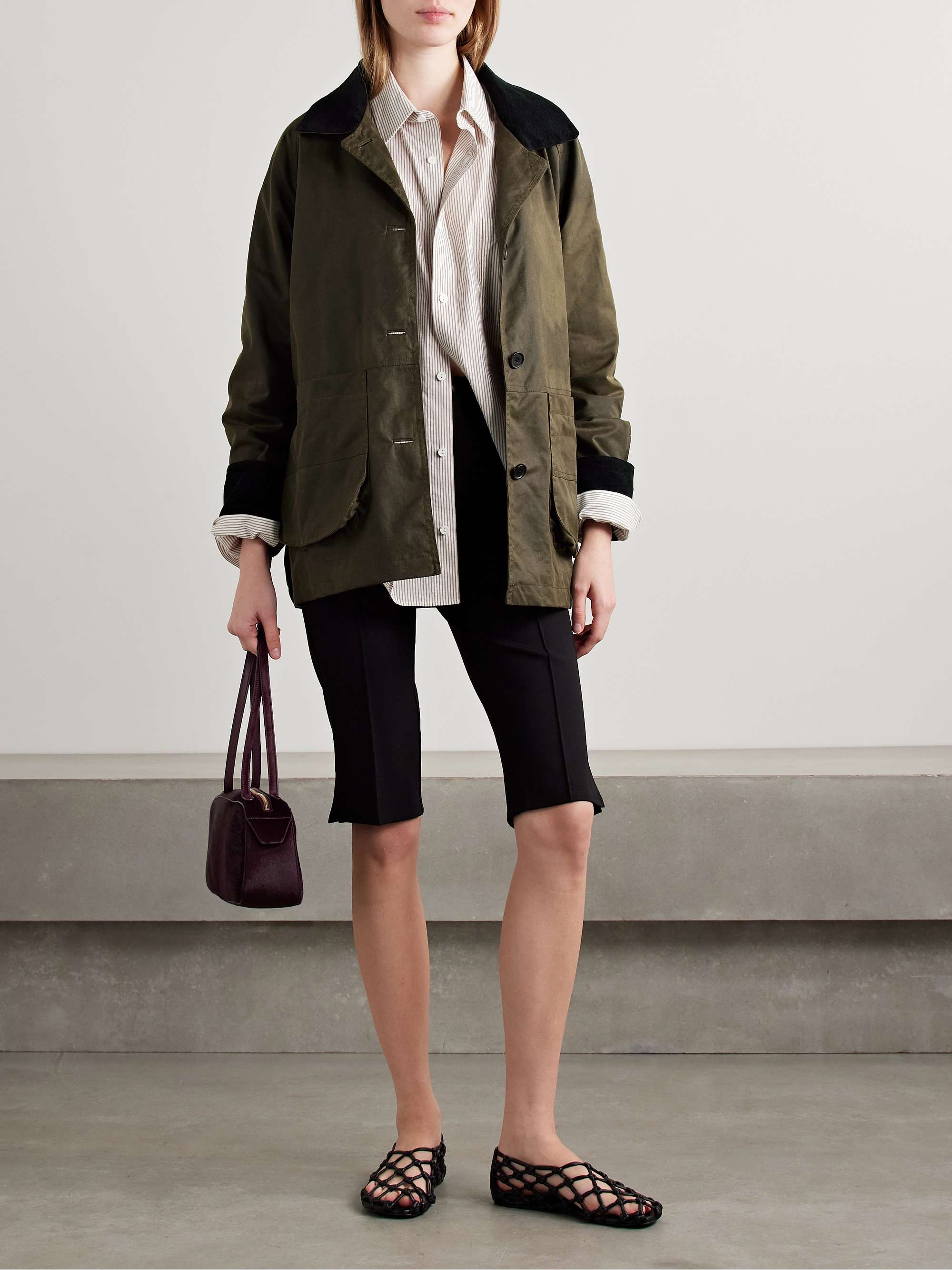 Lottie corduroy-trimmed waxed-cotton jacket view