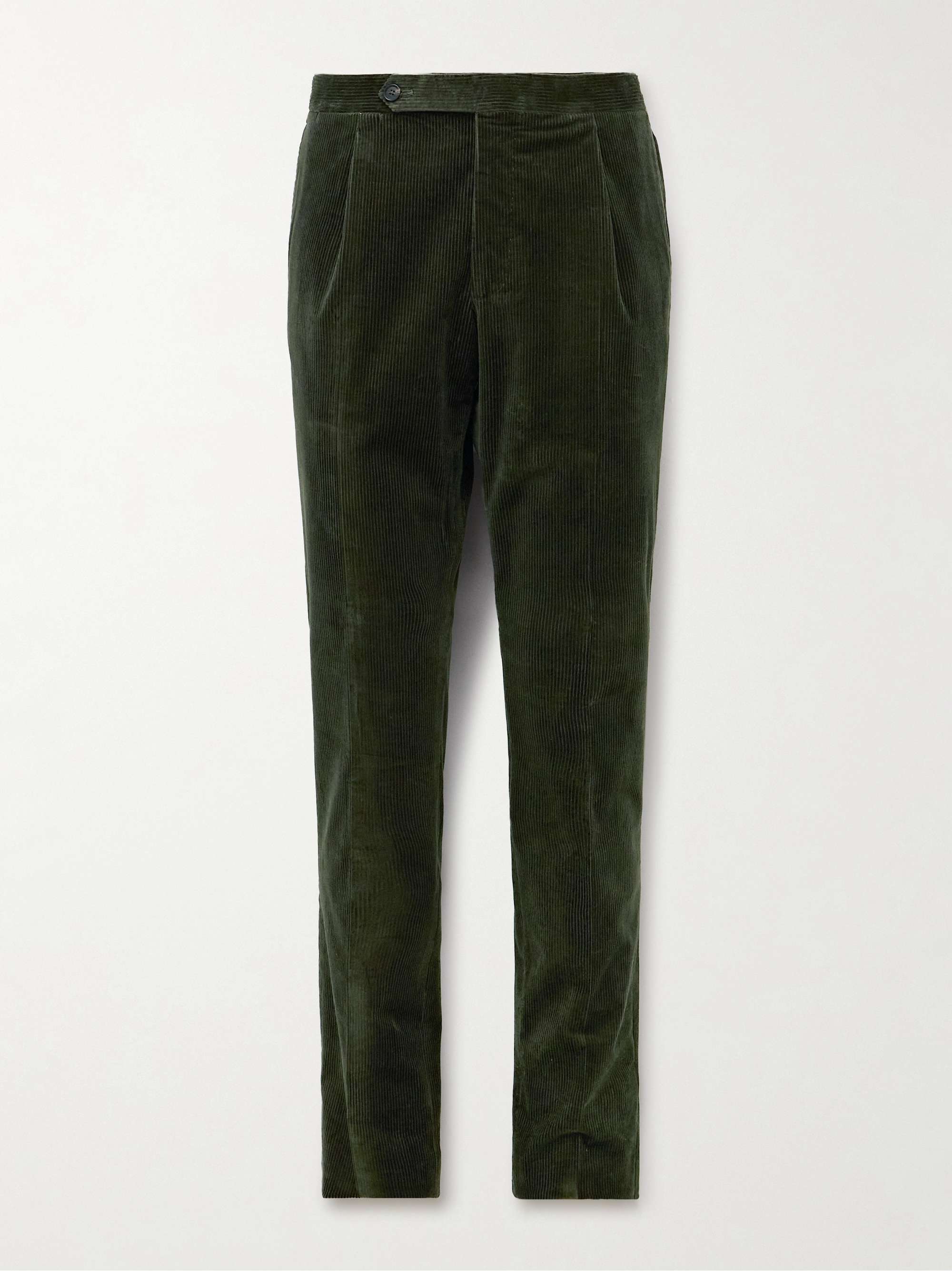 Slim-Fit Pleated Stretch-Cotton Corduroy Suit Trousers hero visual