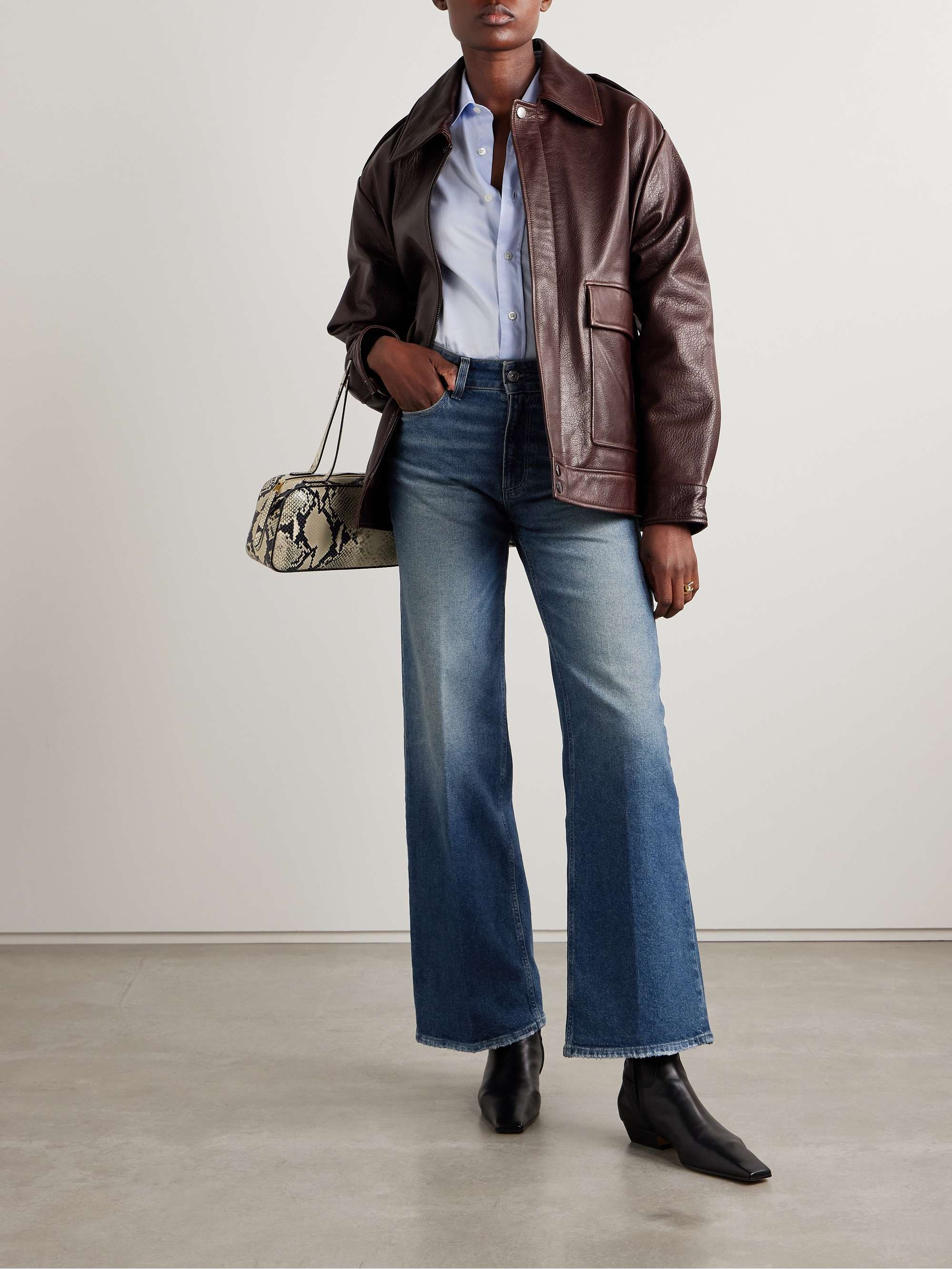 Sasha frayed high-rise wide-leg jeans view