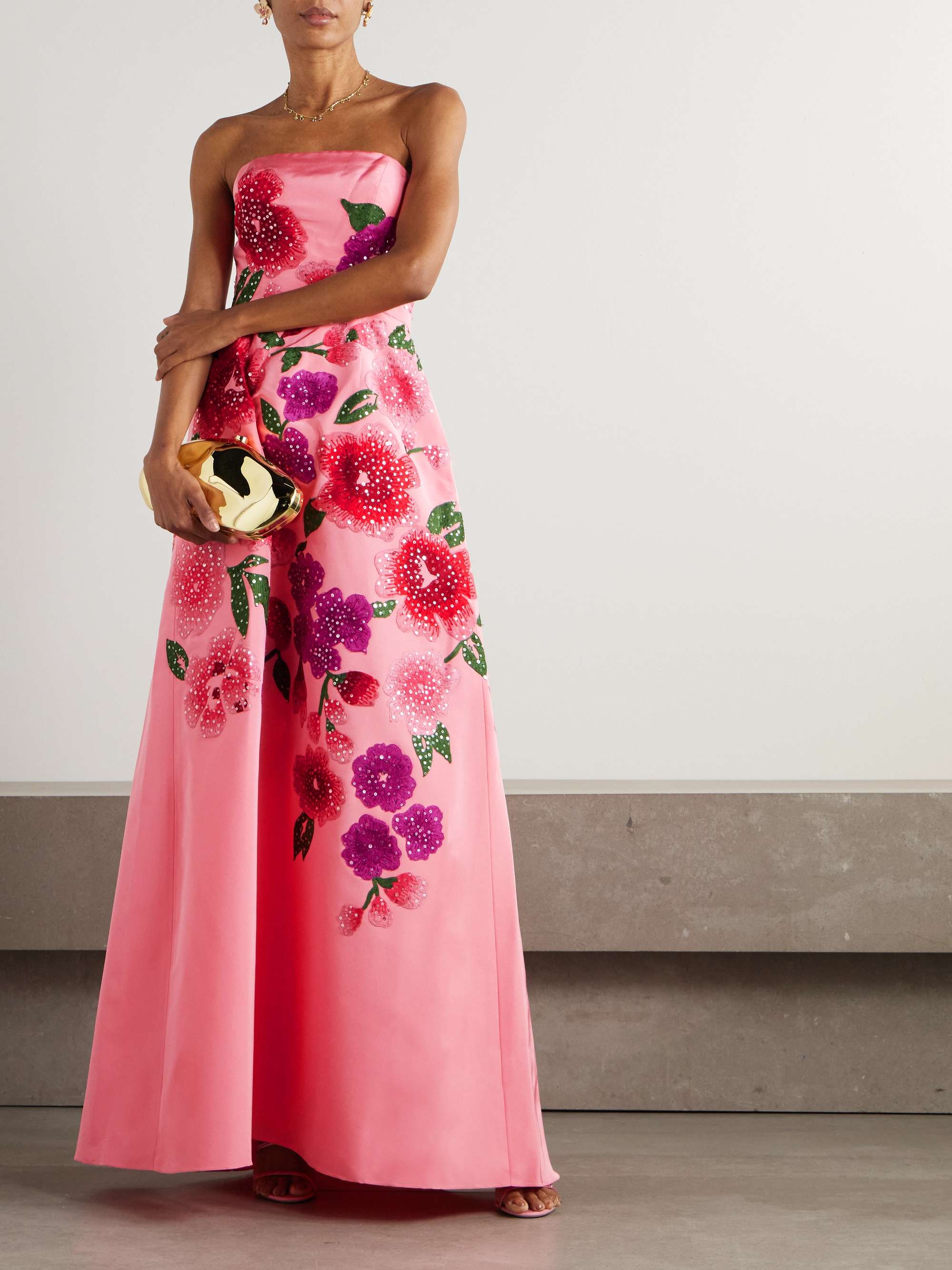 Strapless embellished silk-taffeta gown view