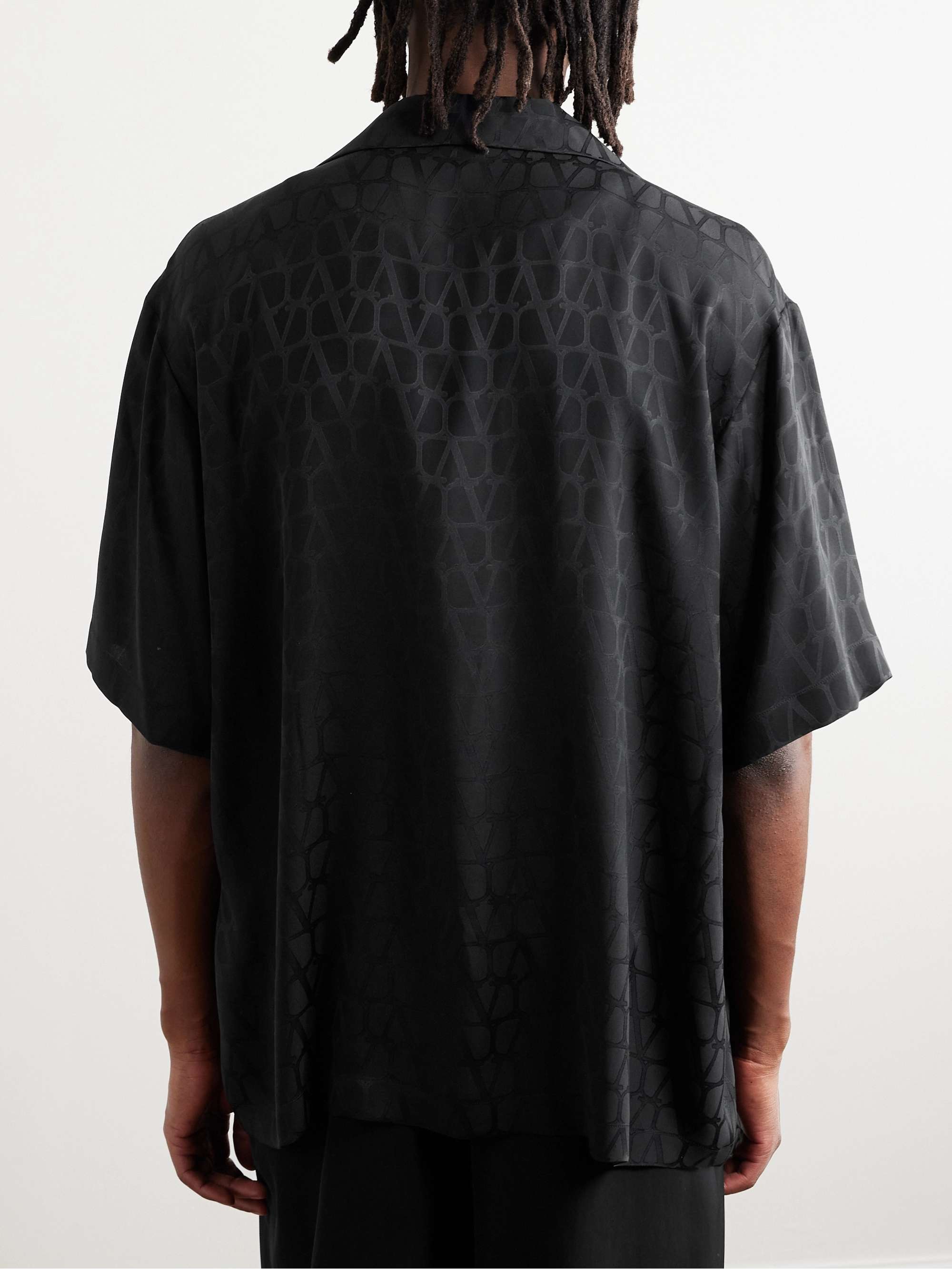 Toile Iconograph Camp-Collar Logo-Jacquard Silk-Satin Shirt view