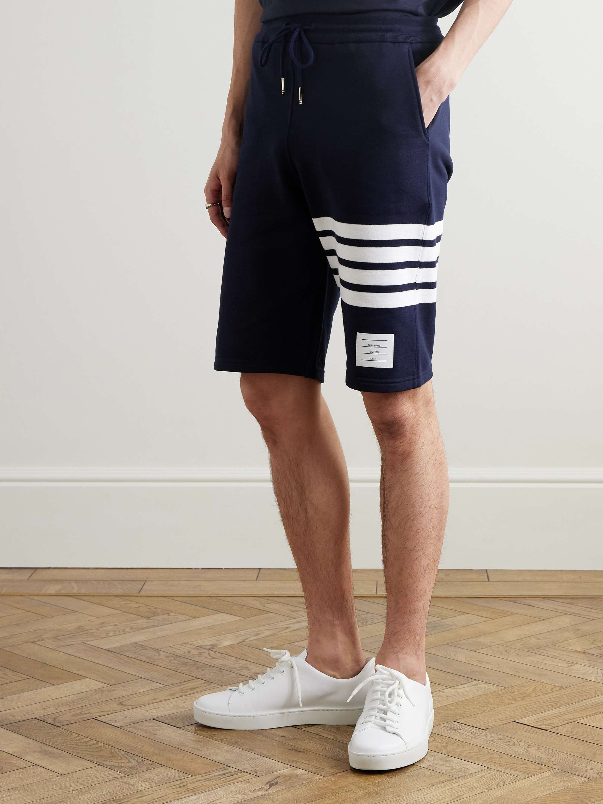 Striped Loopback Cotton-Jersey Shorts view