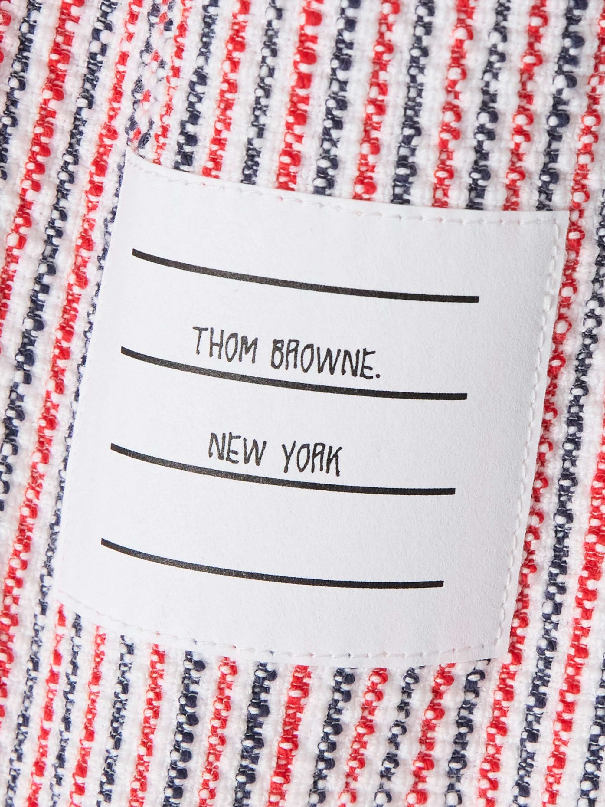 Appliquéd striped cotton-blend tweed mini dress view