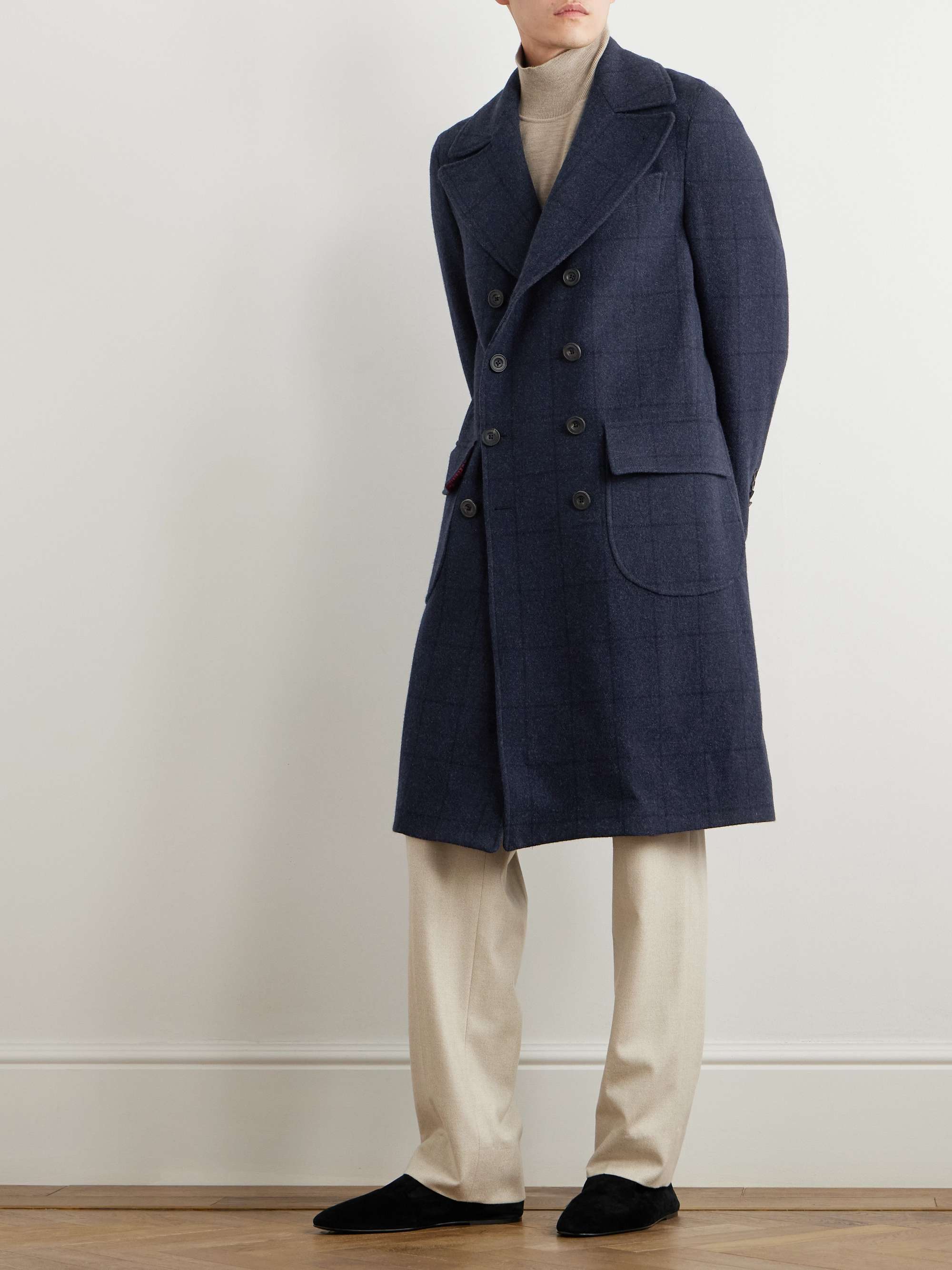 Ulster Double-Breasted Checked Wool Coat view
