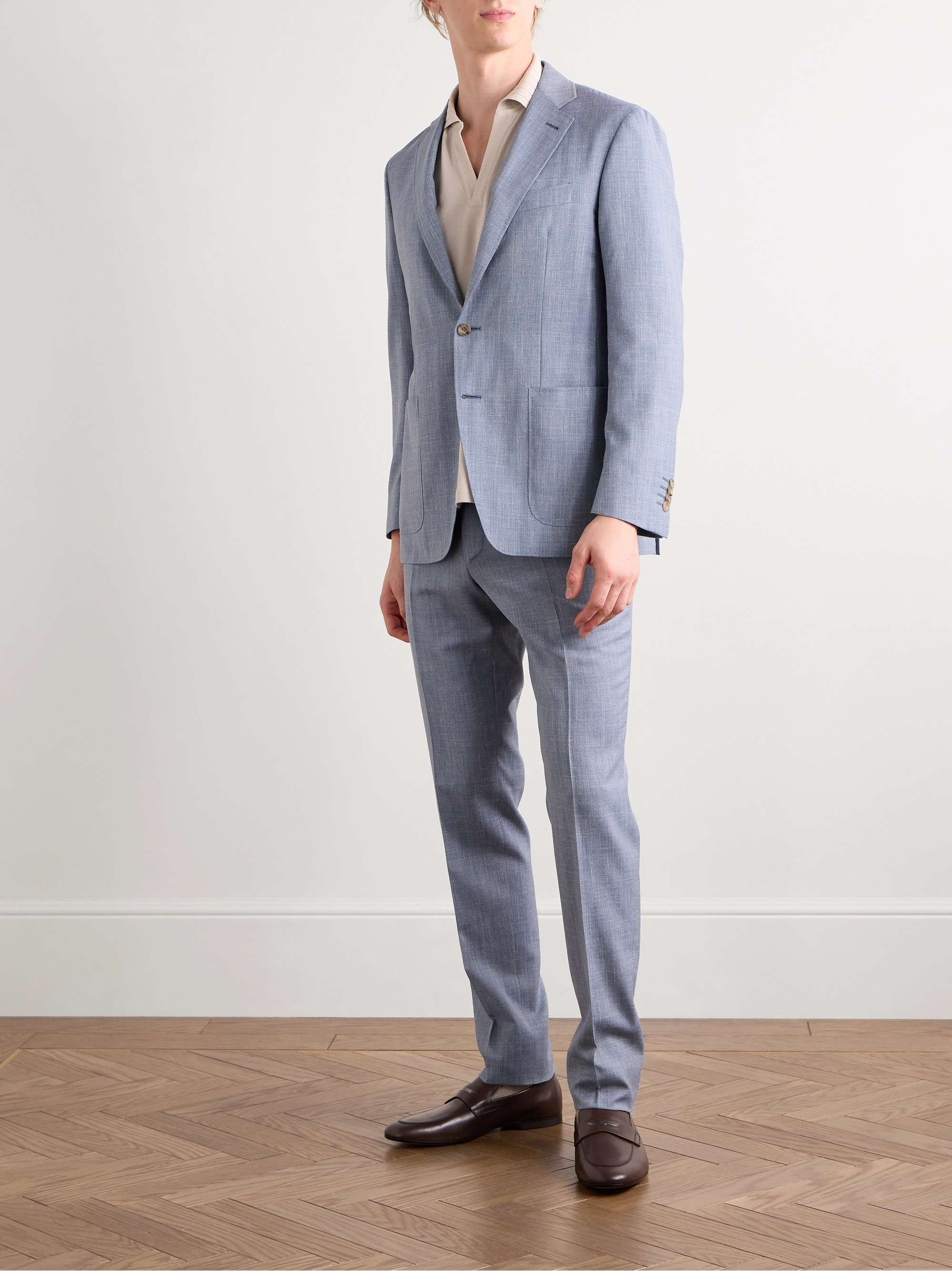 Kei Slim-Fit Straight-Leg Wool, Silk and Linen-Blend Suit Trousers view