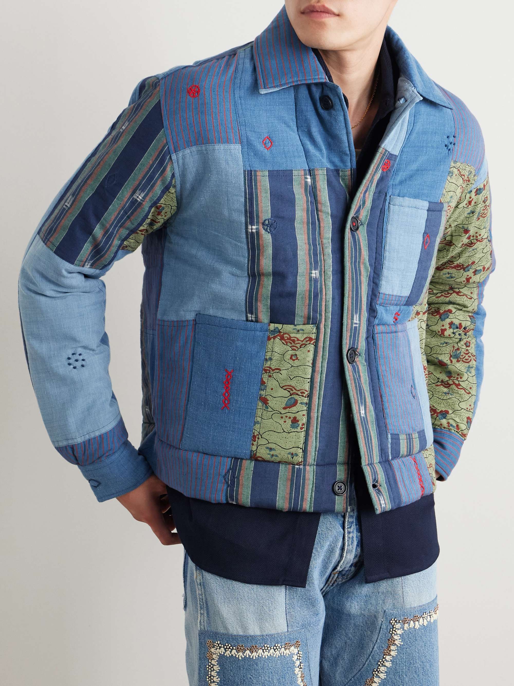 Bodhi Khadi Embroidered Patchwork Upcycled Cotton Jacket view
