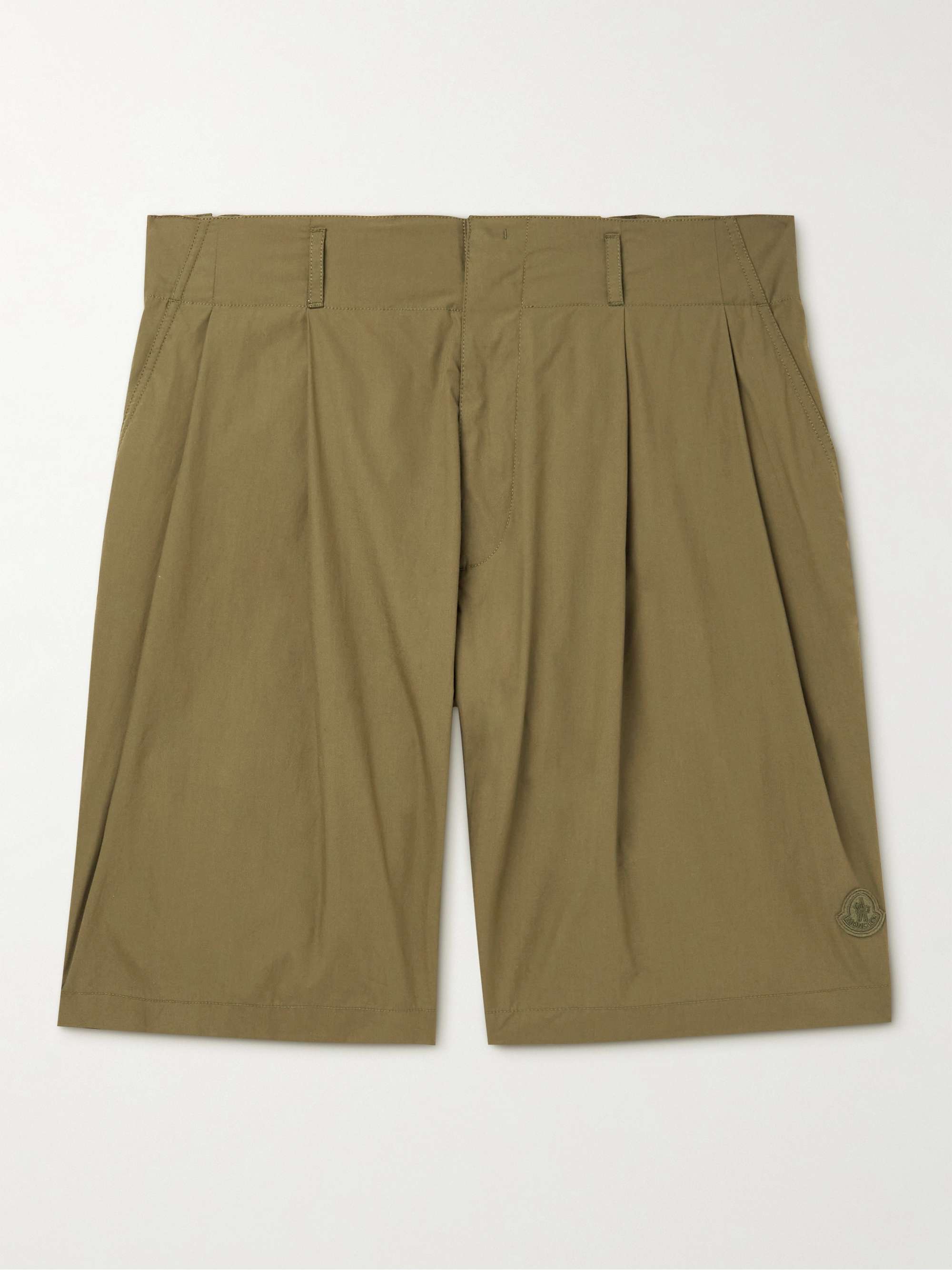 2 Moncler 1952 Straight-Leg Pleated Cotton-Poplin Shorts hero visual