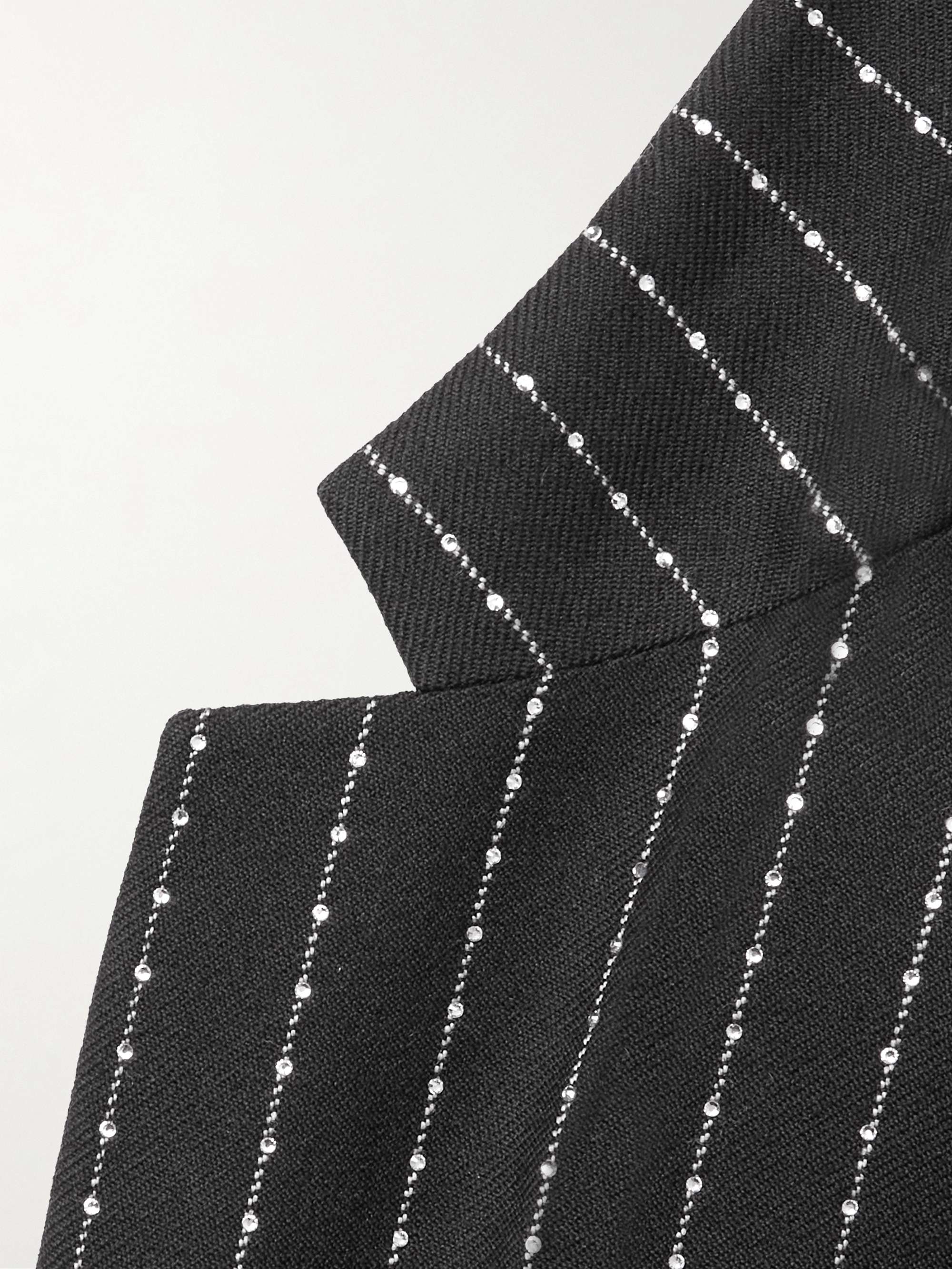 Slim-Fit Pinstriped Crystal-Embellished Wool-Twill Suit Jacket view