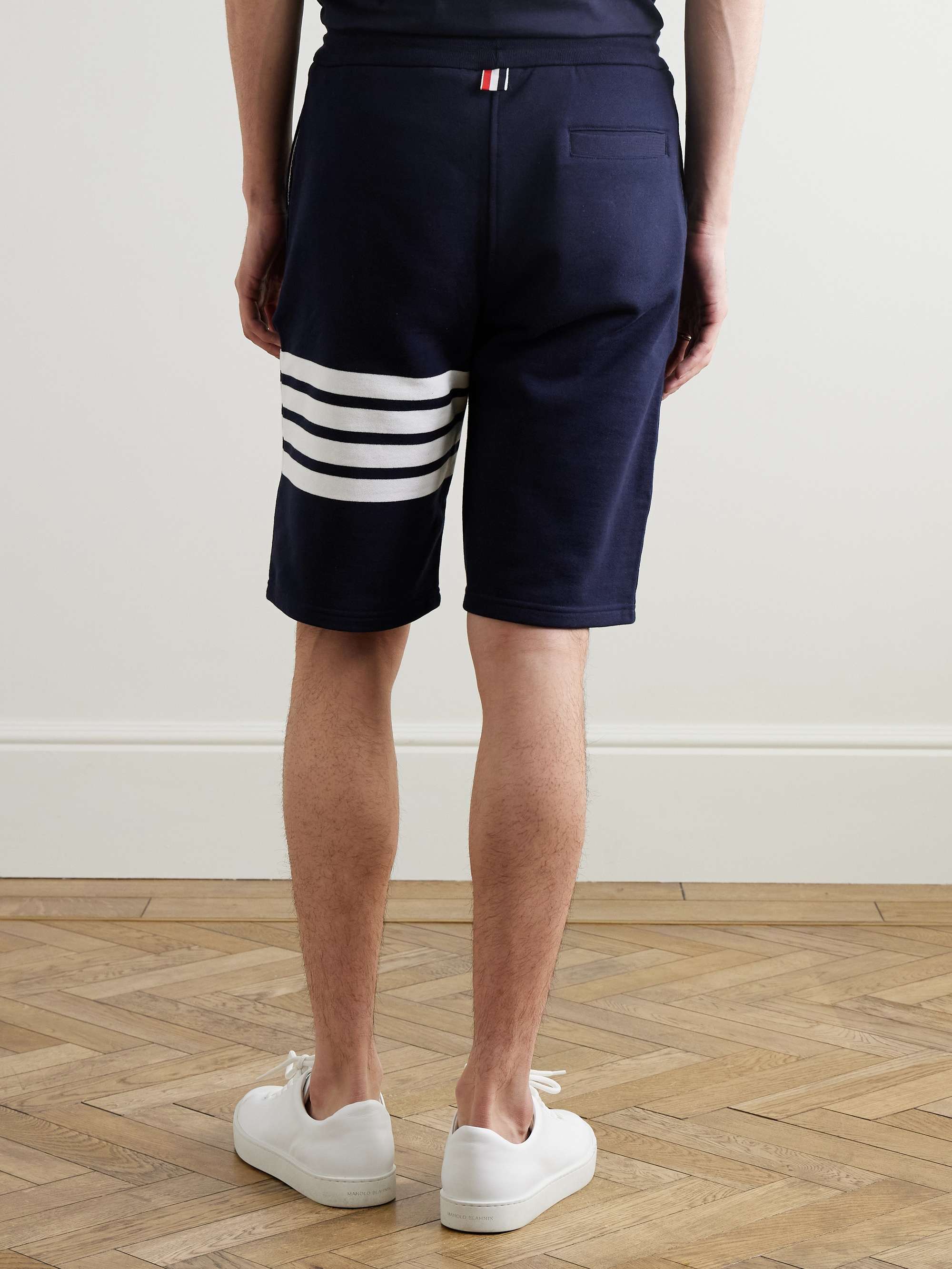 Striped Loopback Cotton-Jersey Shorts view