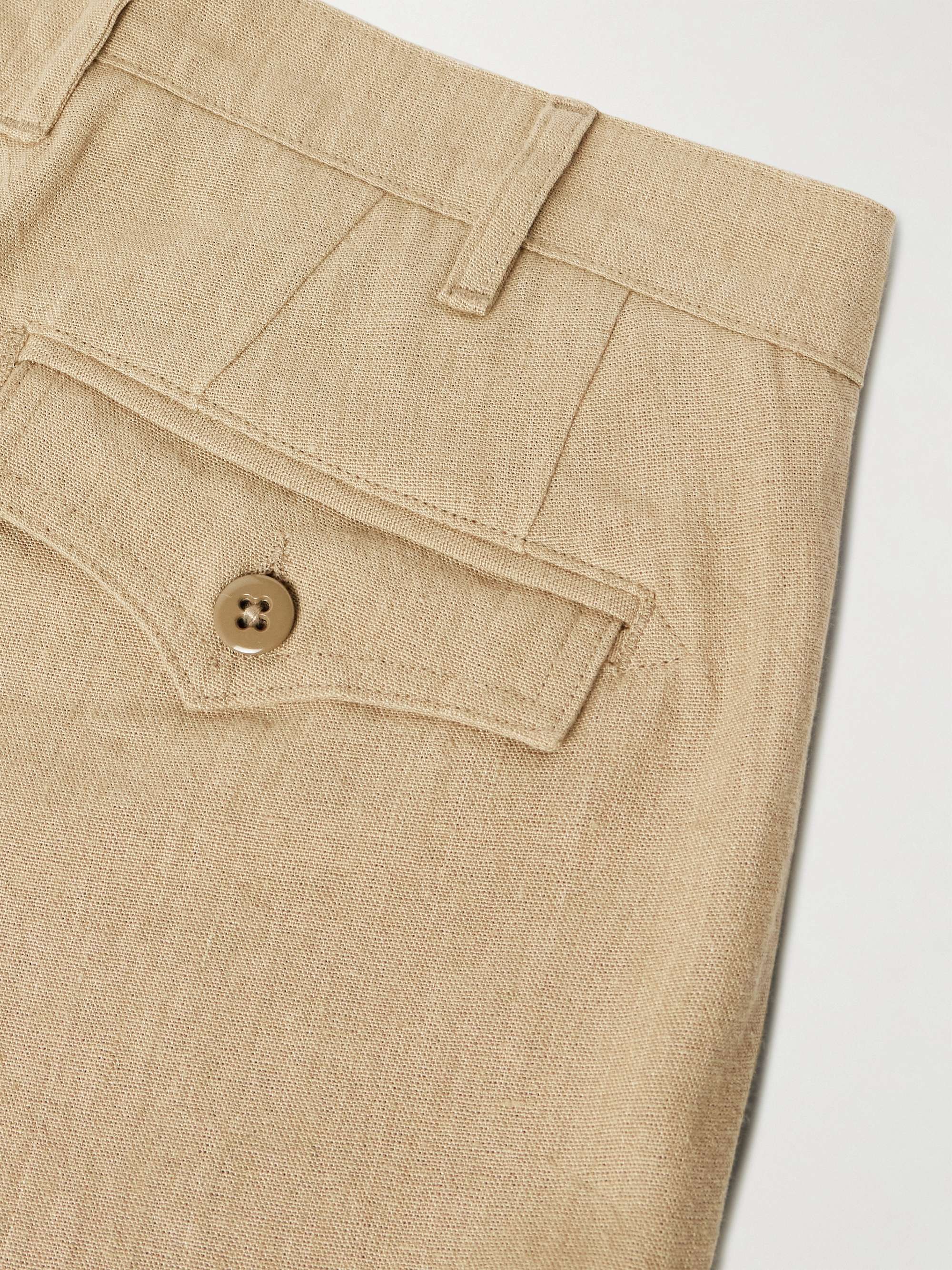 Tapered Pleated Linen and Cotton-Blend Gauze Trousers view