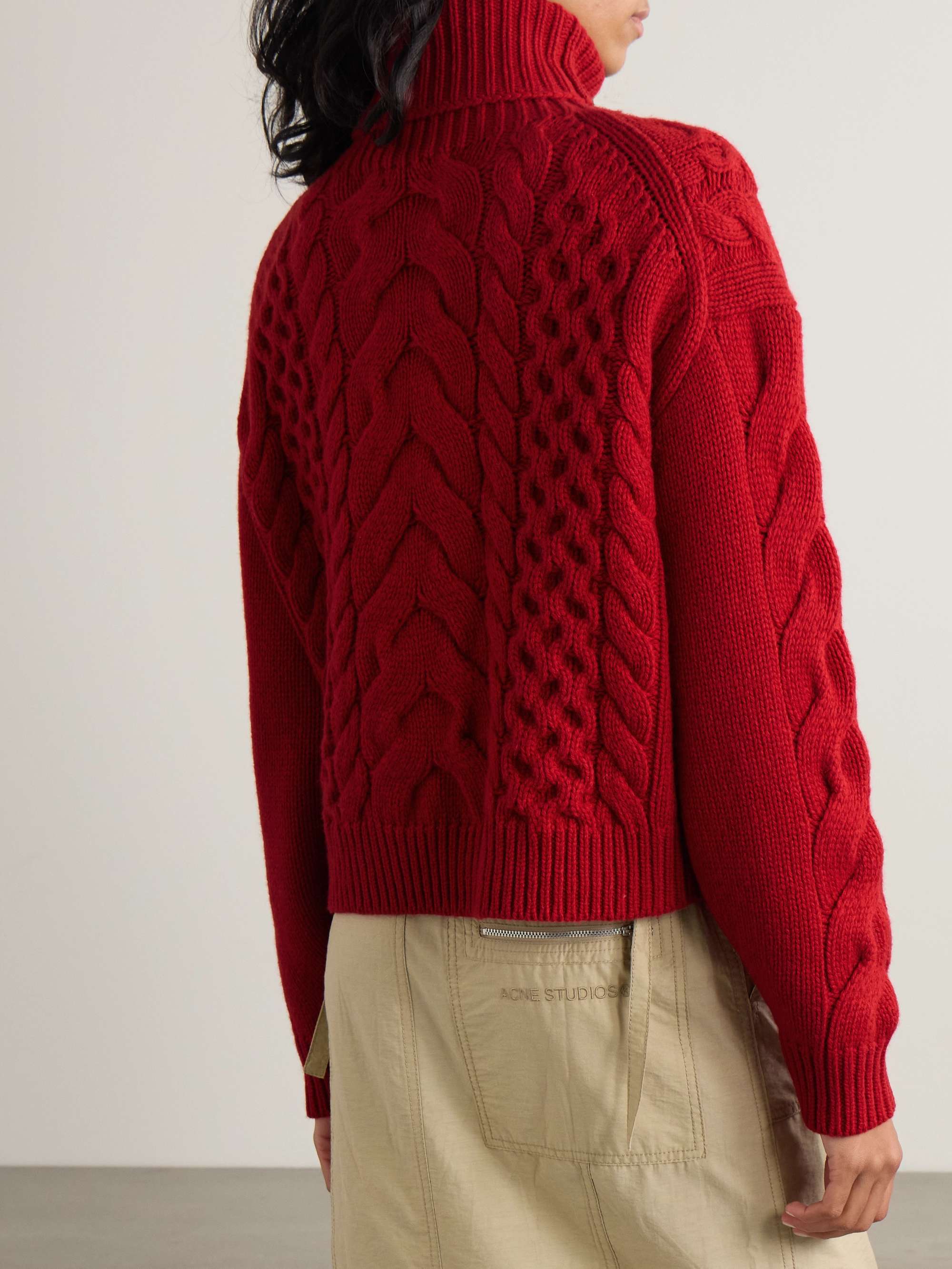 Cable-knit wool and alpaca-blend turtleneck sweater view