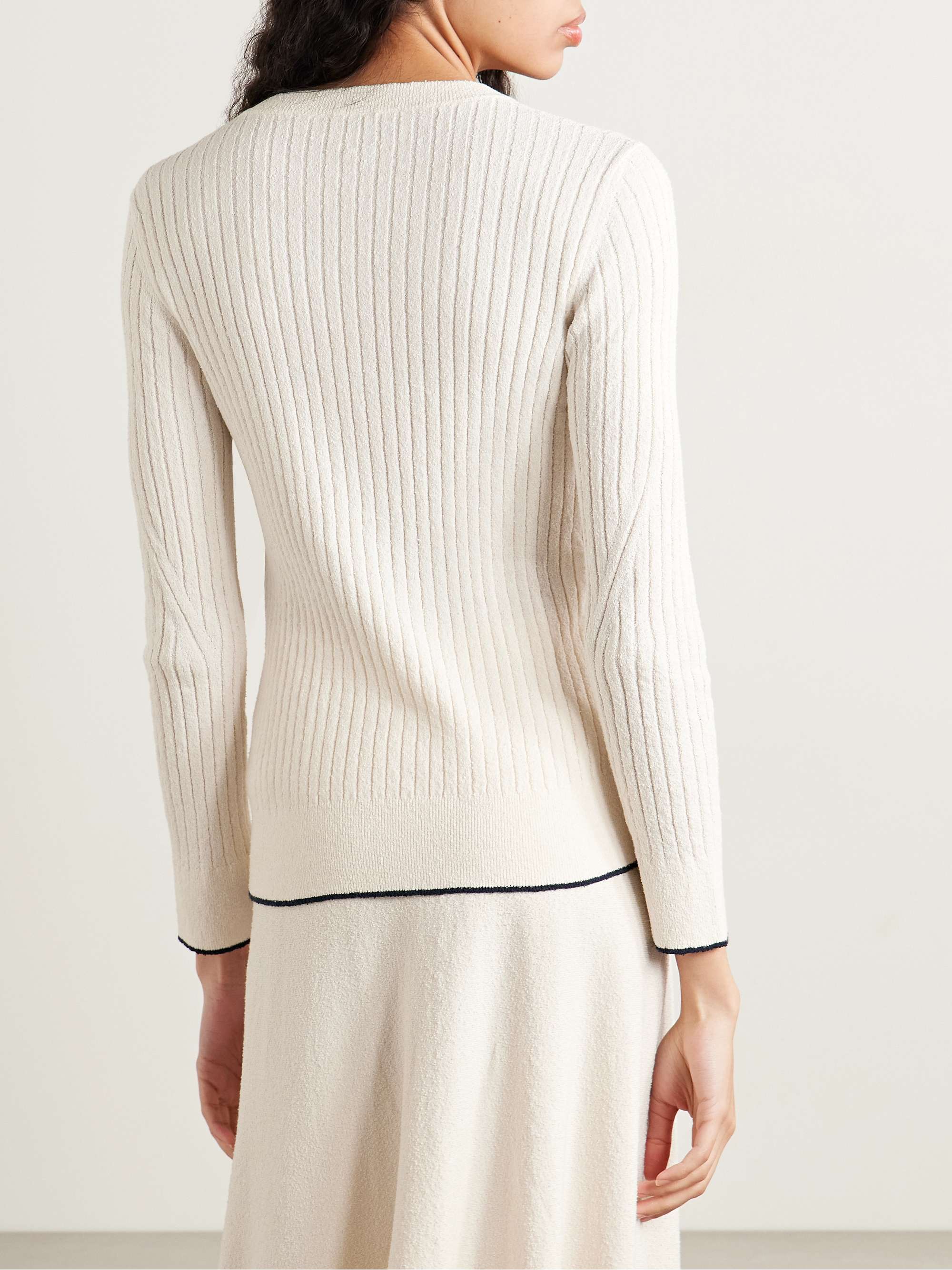 Ribbed cotton-blend bouclé top view