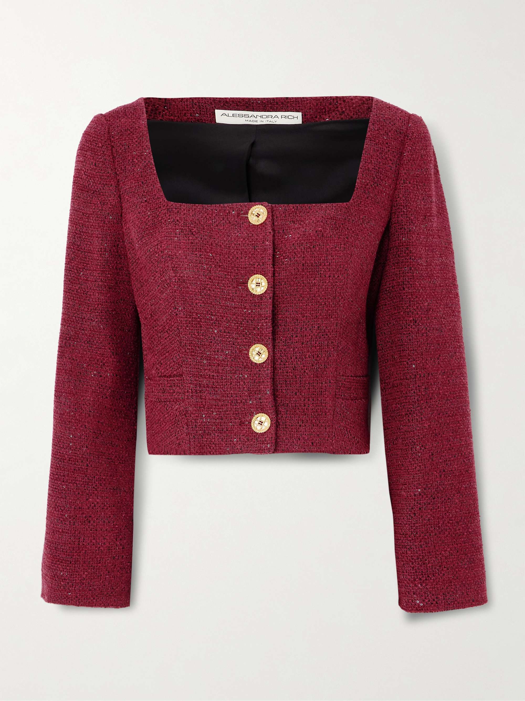 Cropped sequin-embellished tweed jacket hero visual