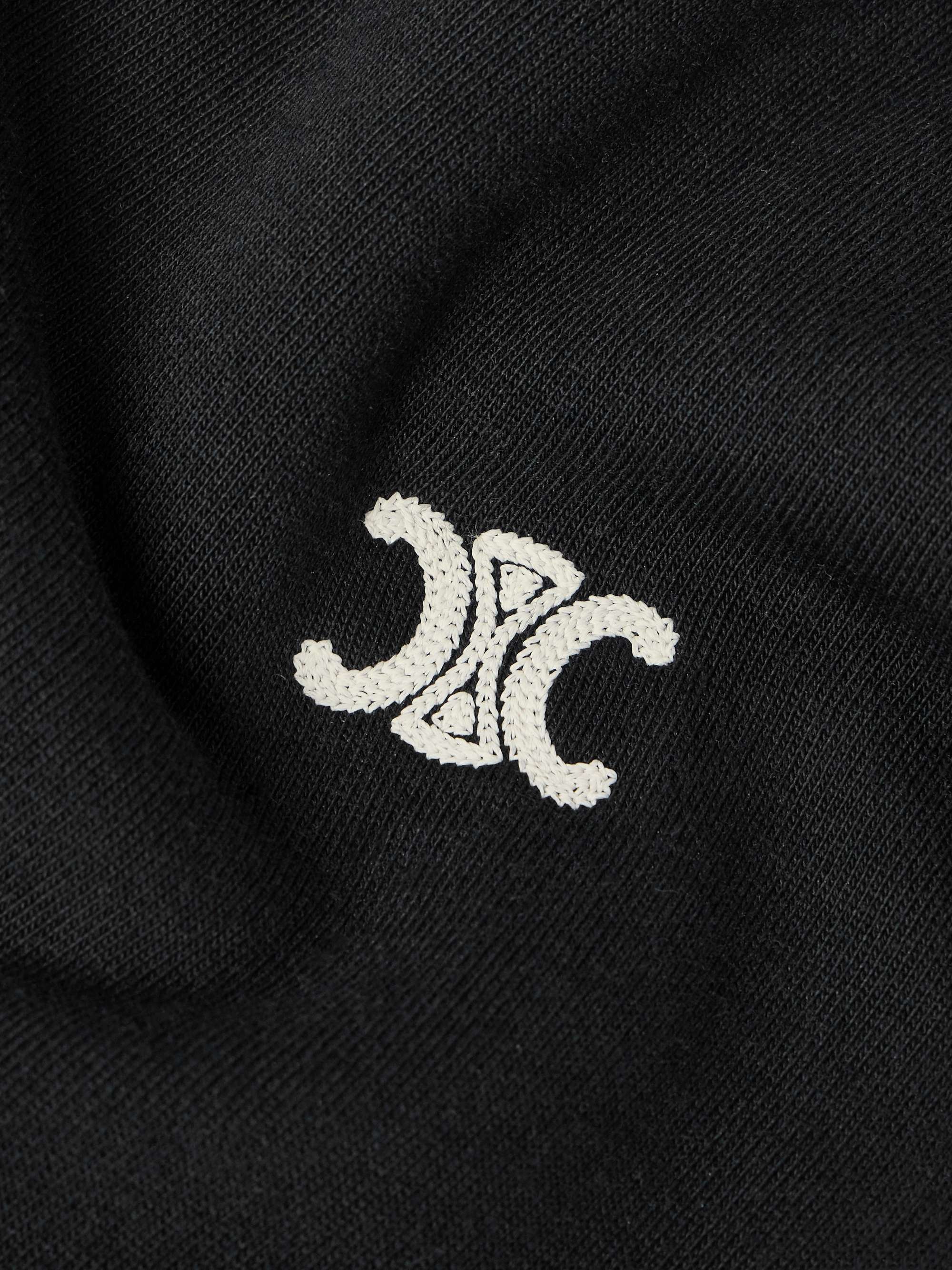 Triomphe Straight-Leg Logo-Embroidered Cotton and Cashmere-Blend Jersey Sweatpants view