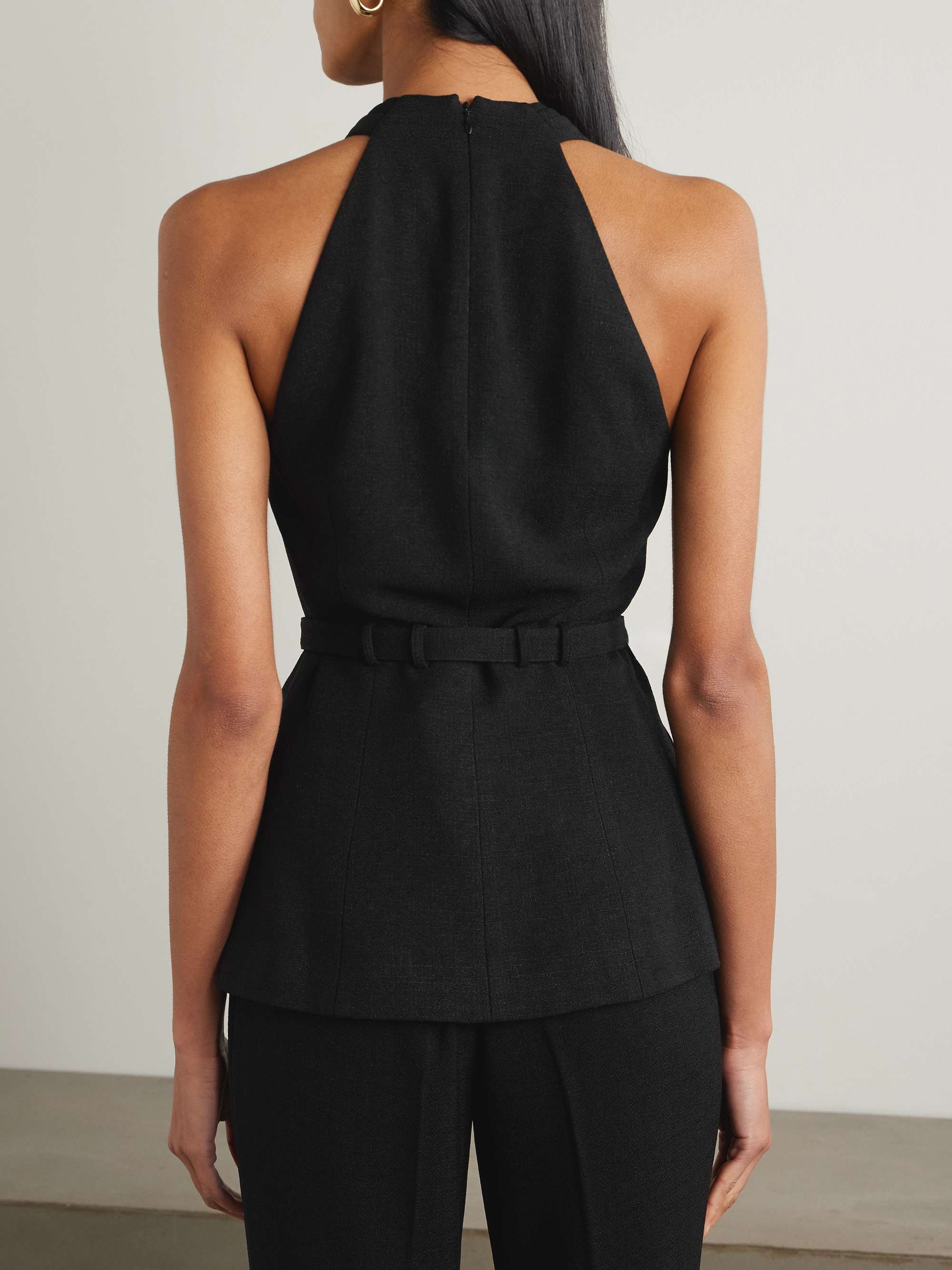 Tolu belted draped bouclé halterneck vest view