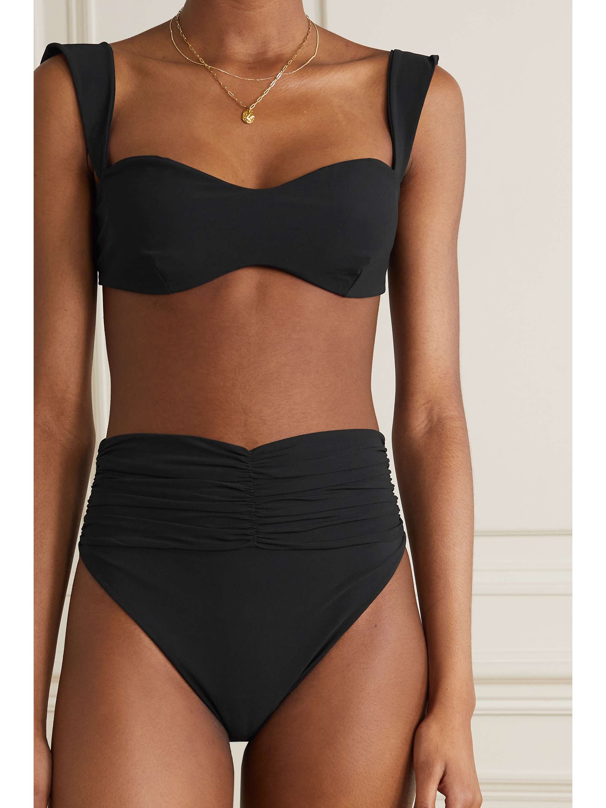 Appliquéd ruched bikini briefs view